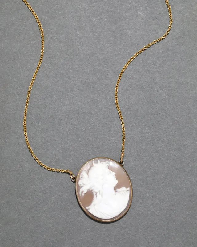 Vintage 9k Gold Large Cameo Pendant with Moon and Curls sold by Alexis Bittar