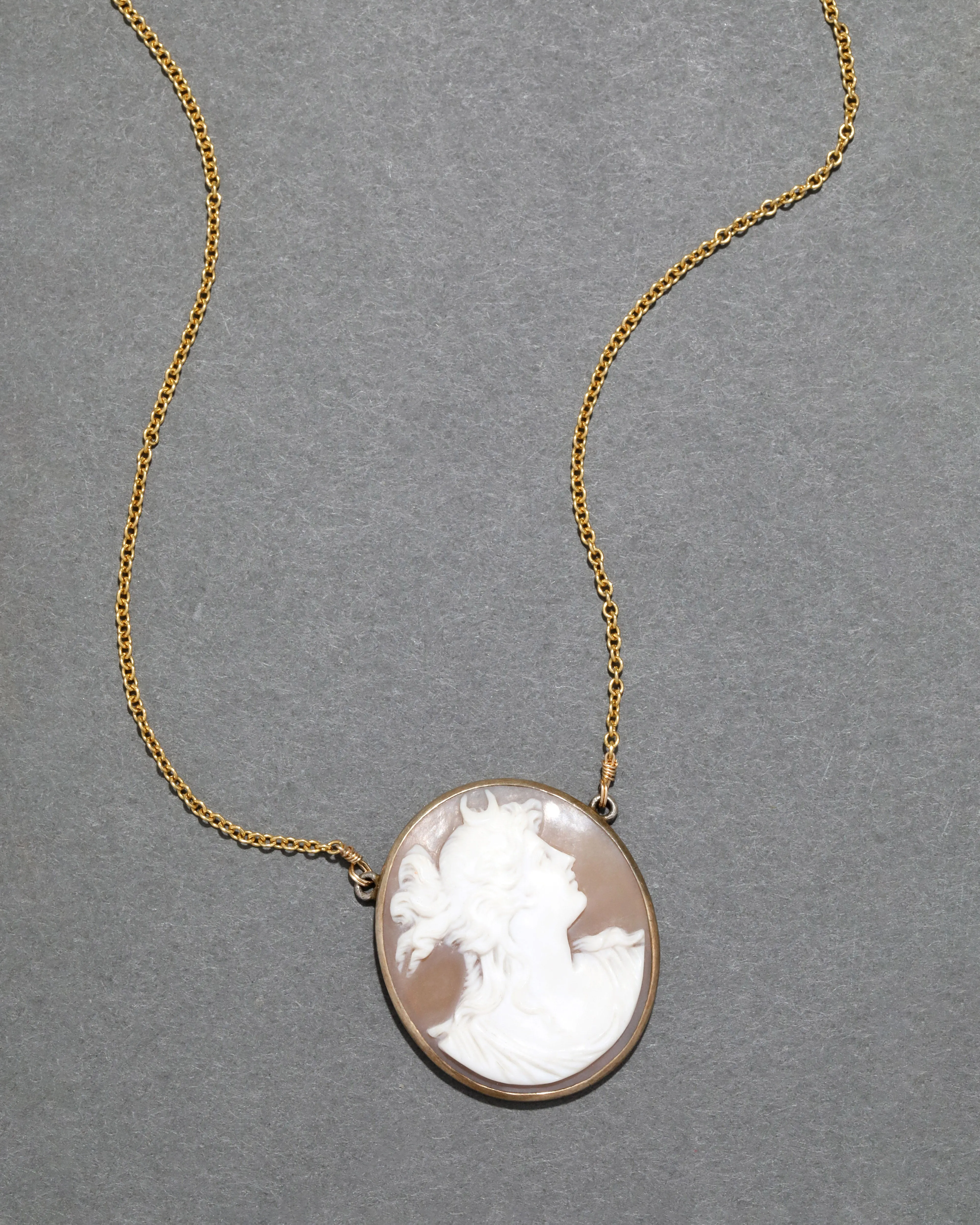 Vintage 9k Gold Large Cameo Pendant with Moon and Curls sold by Alexis Bittar