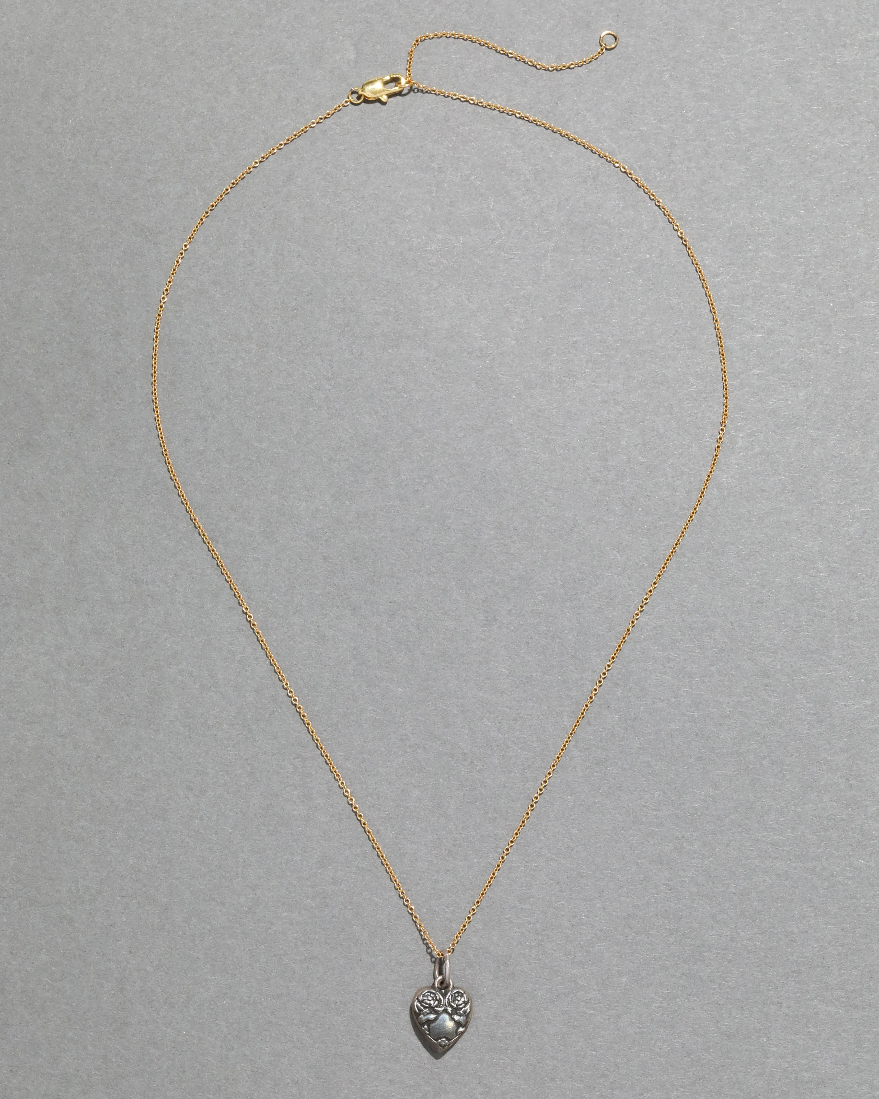 Sterling Silver Engraved Floral Heart Pendant Necklace sold by Alexis Bittar product image thumbnail 2