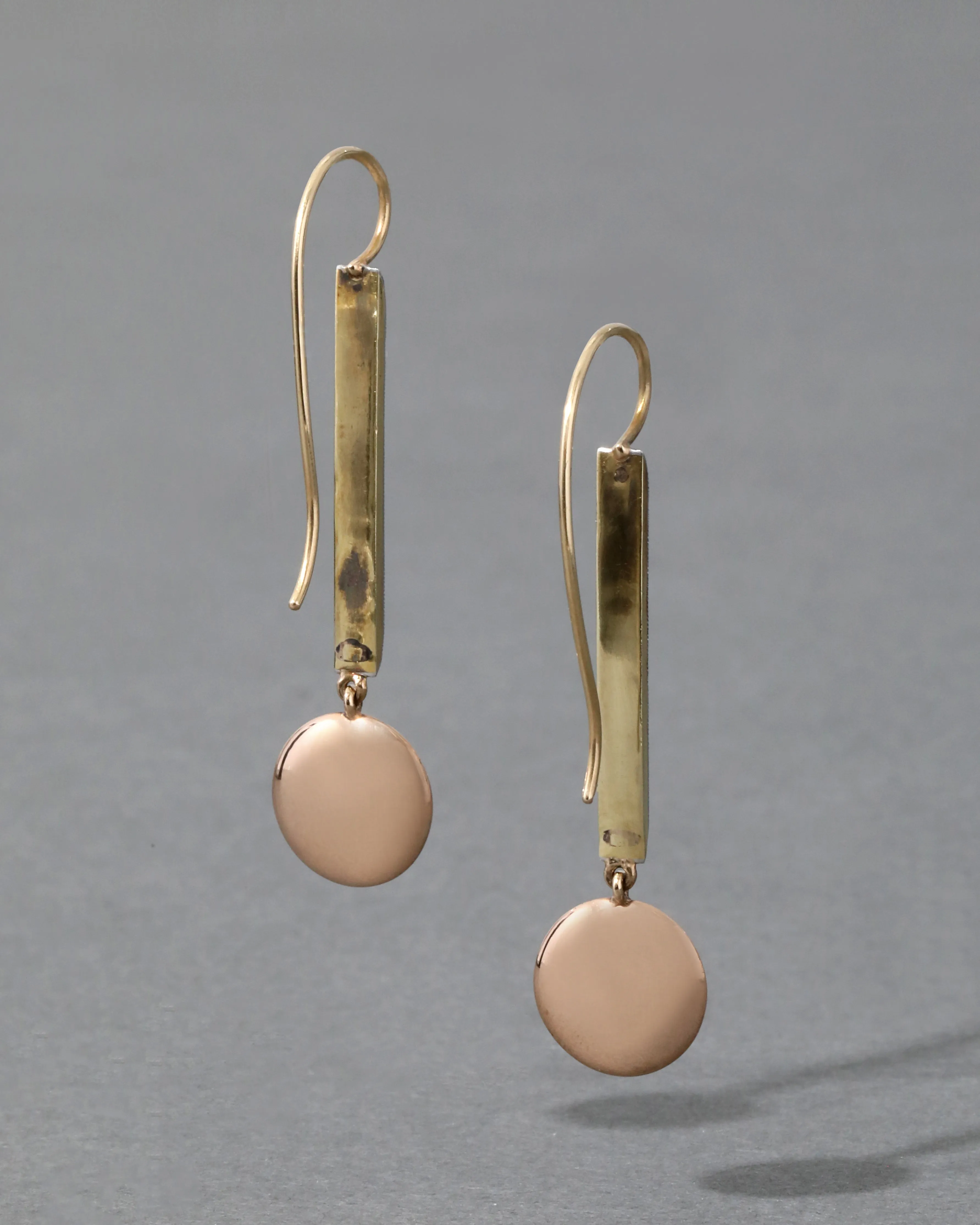 Victorian 1800s Antique 14k Gold Natural Turquoise Drop Earrings sold by Alexis Bittar product image thumbnail 3