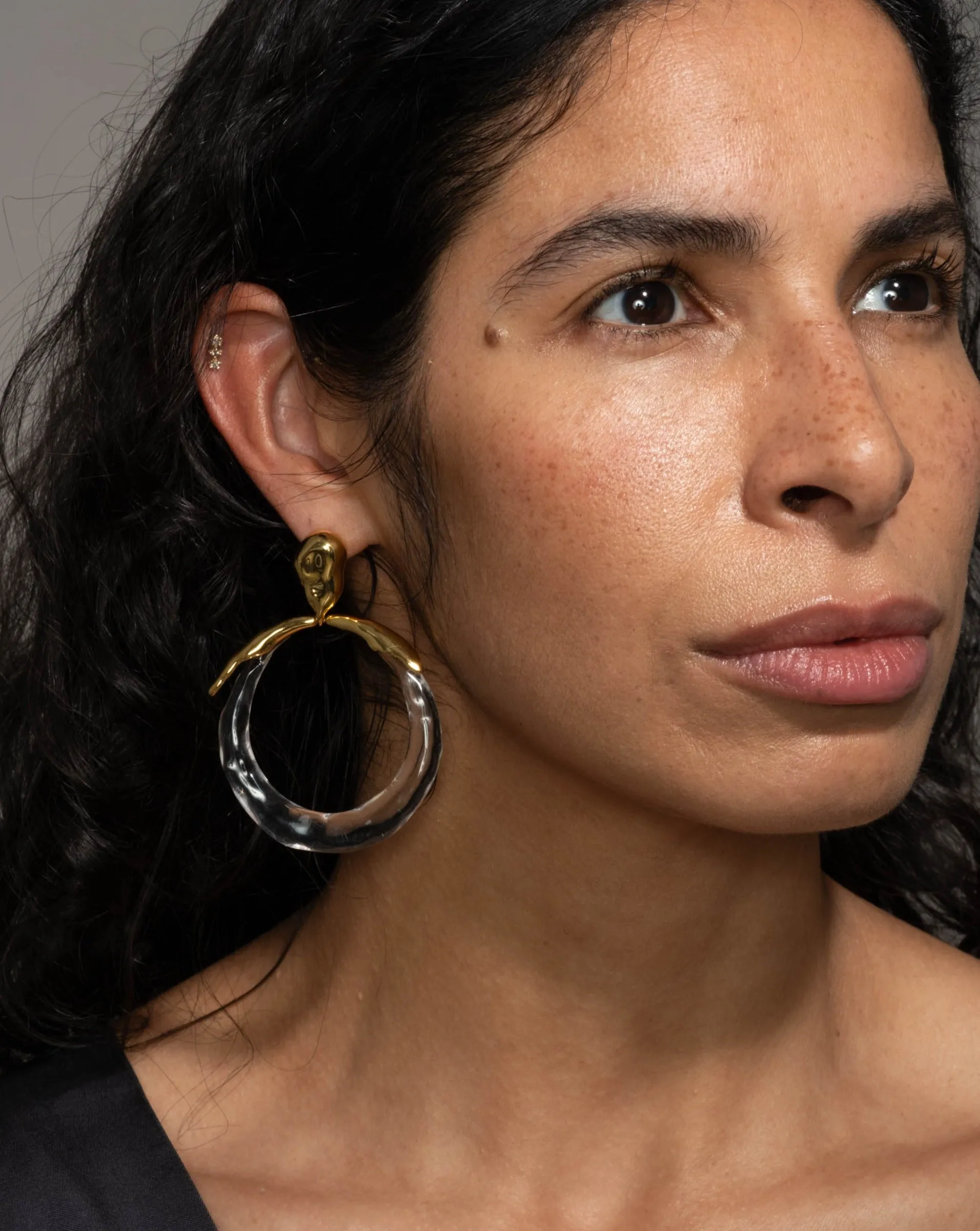 Lucite Molten Large Drop Hoop Earring - Clear sold by Alexis Bittar product image thumbnail 5