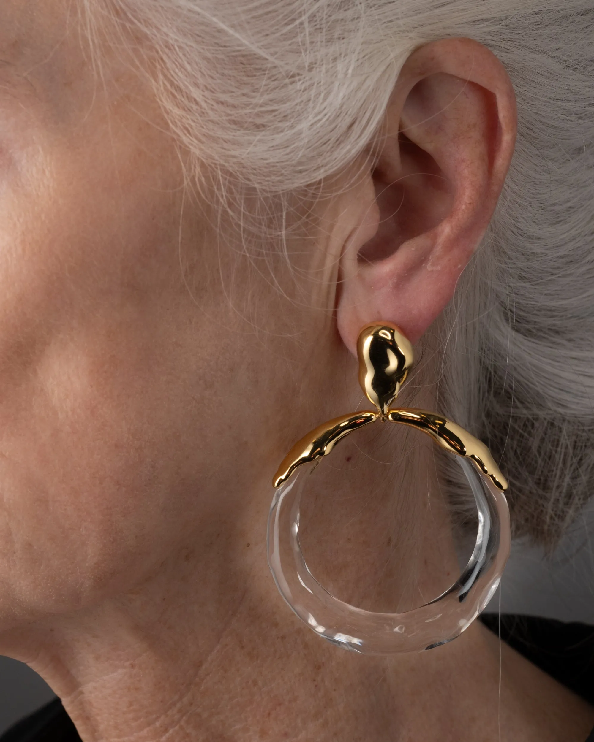 Lucite Molten Large Drop Hoop Earring - Clear sold by Alexis Bittar product image thumbnail 3