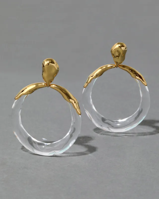 Lucite Molten Large Drop Hoop Earring - Clear sold by Alexis Bittar
