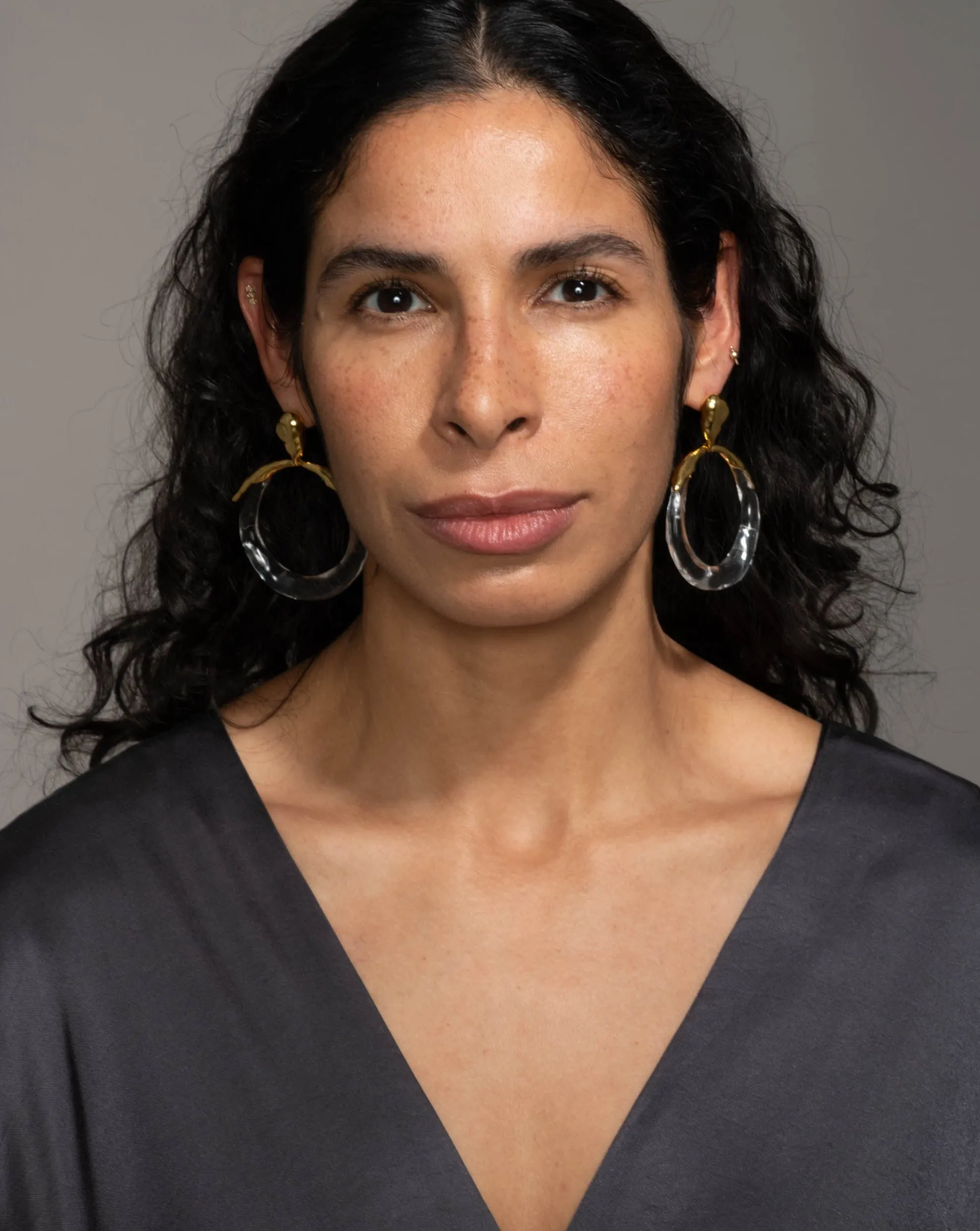 Lucite Molten Large Drop Hoop Earring - Clear sold by Alexis Bittar product image thumbnail 2