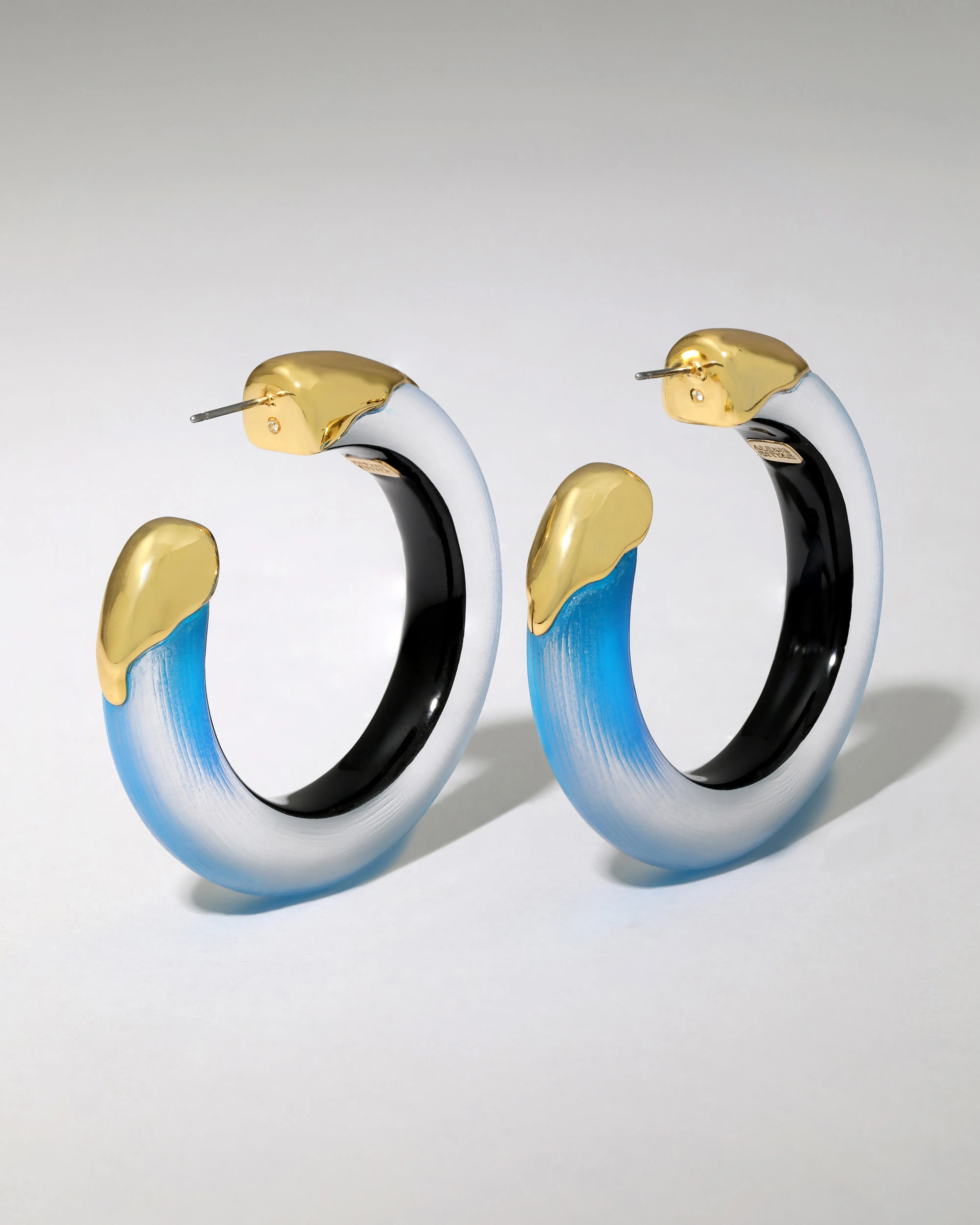 Luminous Lucite Gold Dipped Hoop Earring- Cerulean sold by Alexis Bittar product image thumbnail 5