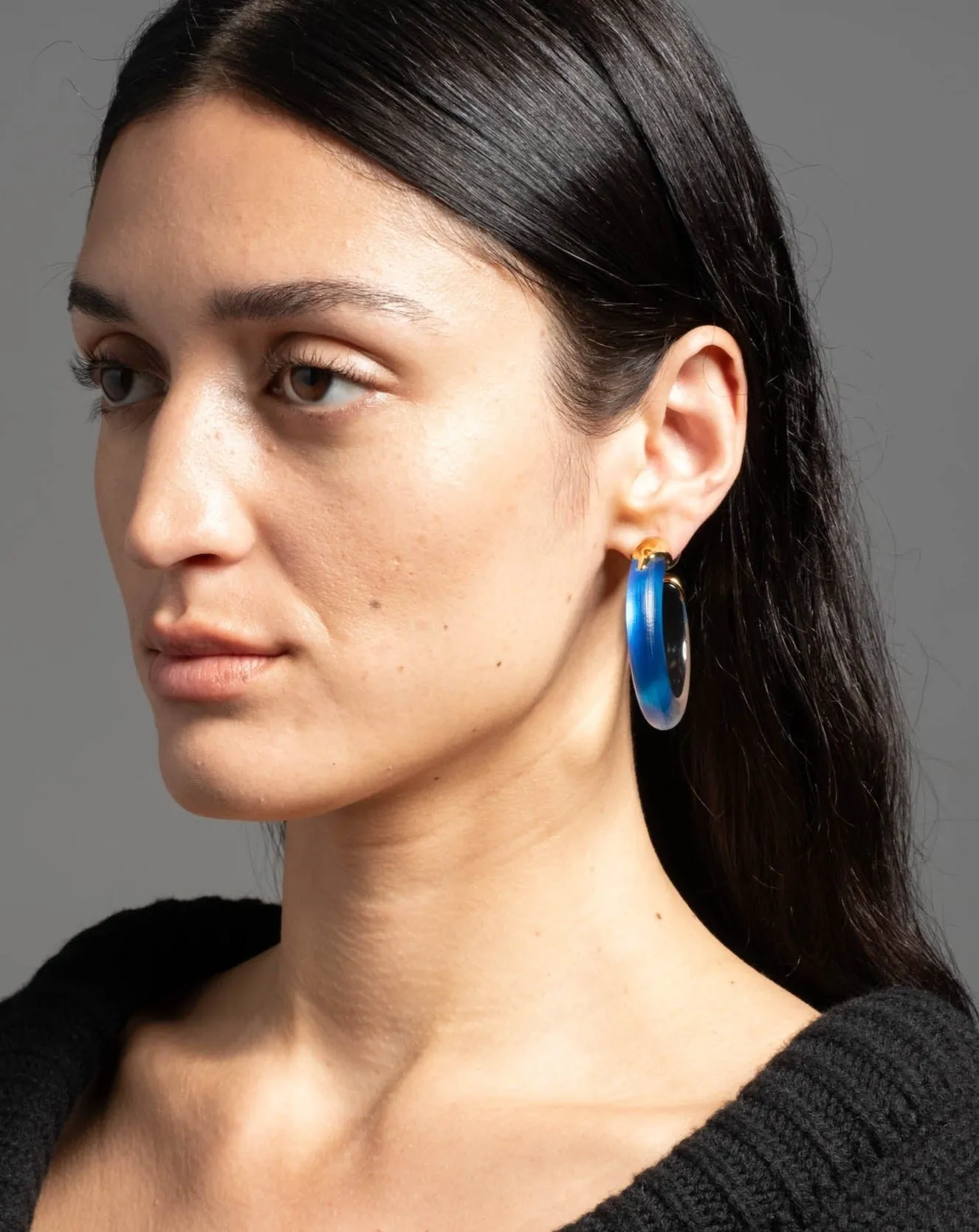 Luminous Lucite Gold Dipped Hoop Earring- Cerulean sold by Alexis Bittar product image thumbnail 3