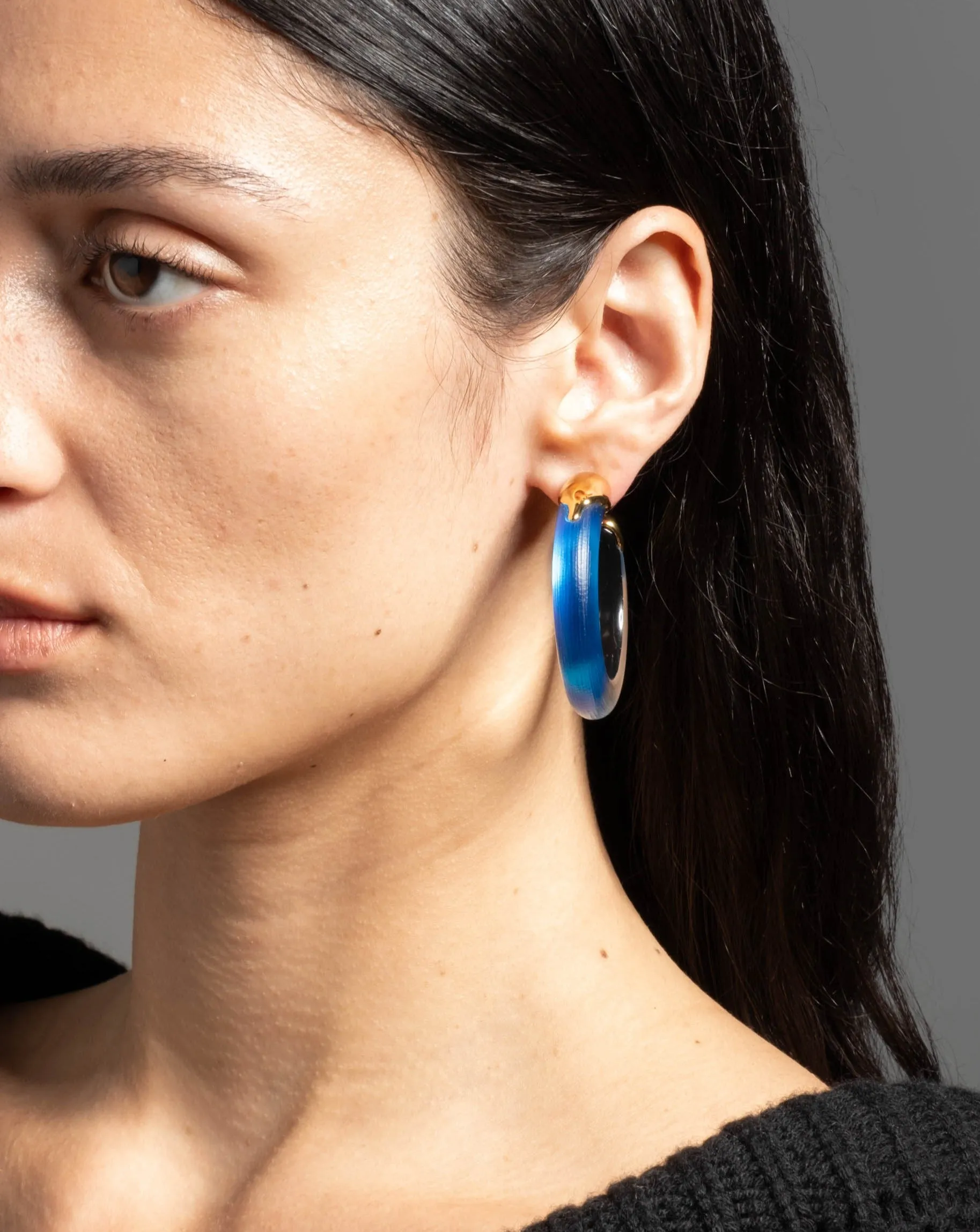 Luminous Lucite Gold Dipped Hoop Earring- Cerulean sold by Alexis Bittar product image thumbnail 2