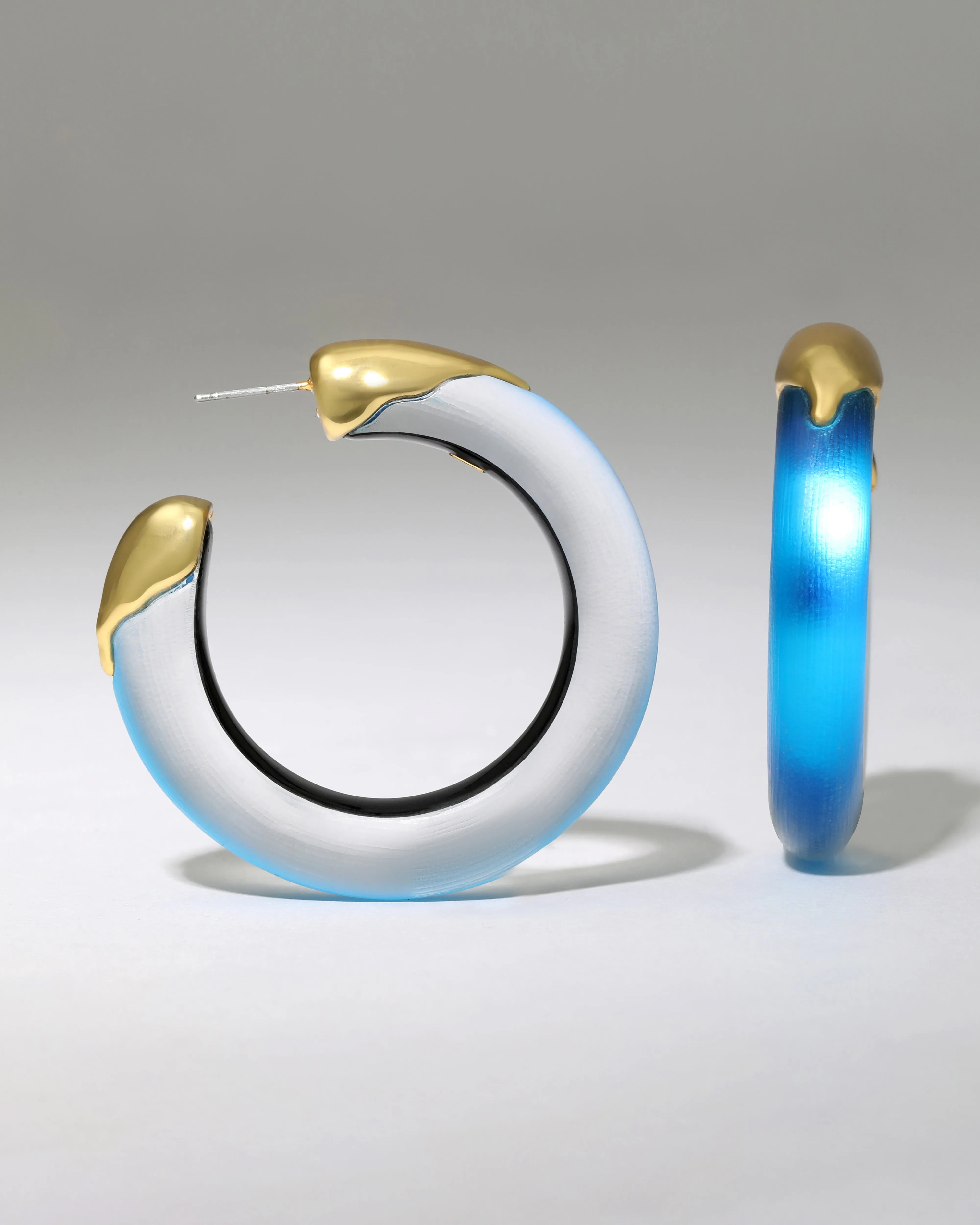 Luminous Lucite Gold Dipped Hoop Earring- Cerulean sold by Alexis Bittar product image thumbnail 4
