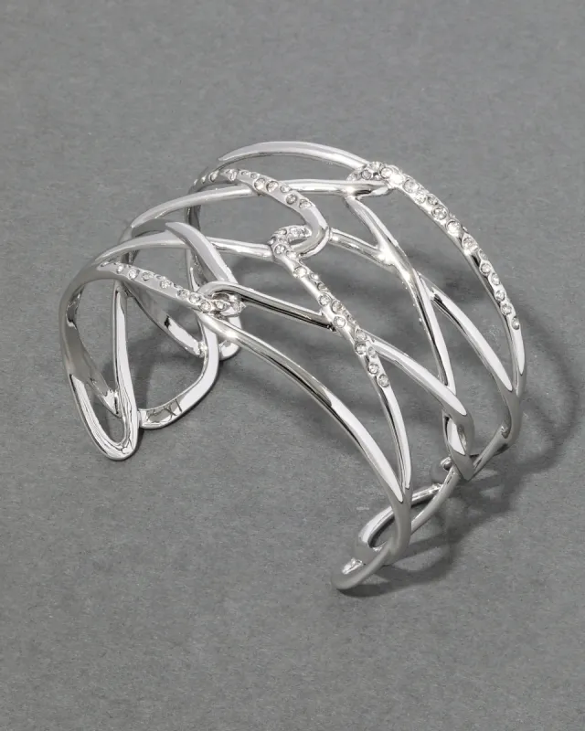 Lattice Silver Crystal Cuff Bracelet made by Alexis Bittar