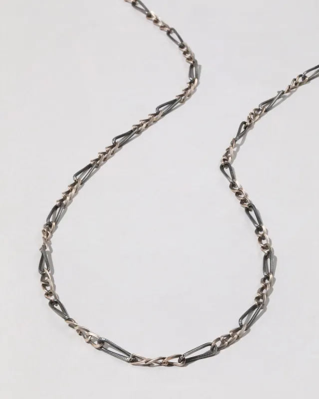 Antique Niello Long Guard Chain in Sterling Silver and 9k Rose Gold sold by Alexis Bittar
