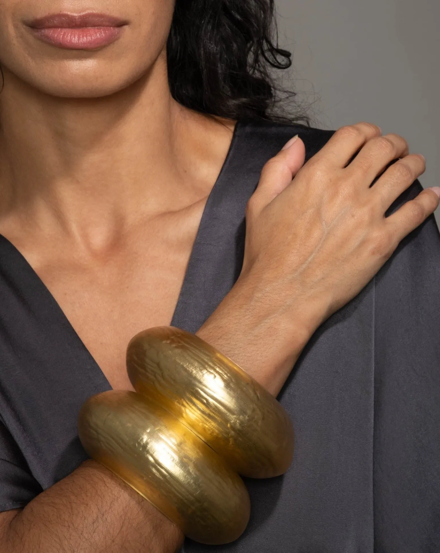 Puffy Lucite Bangle Bracelet- Gold sold by Alexis Bittar product image thumbnail 3