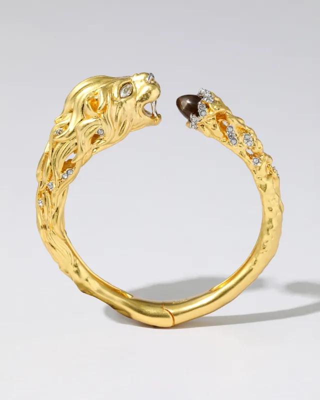 Valor Lion Hinged Bracelet- Smoky Quartz made by Alexis Bittar