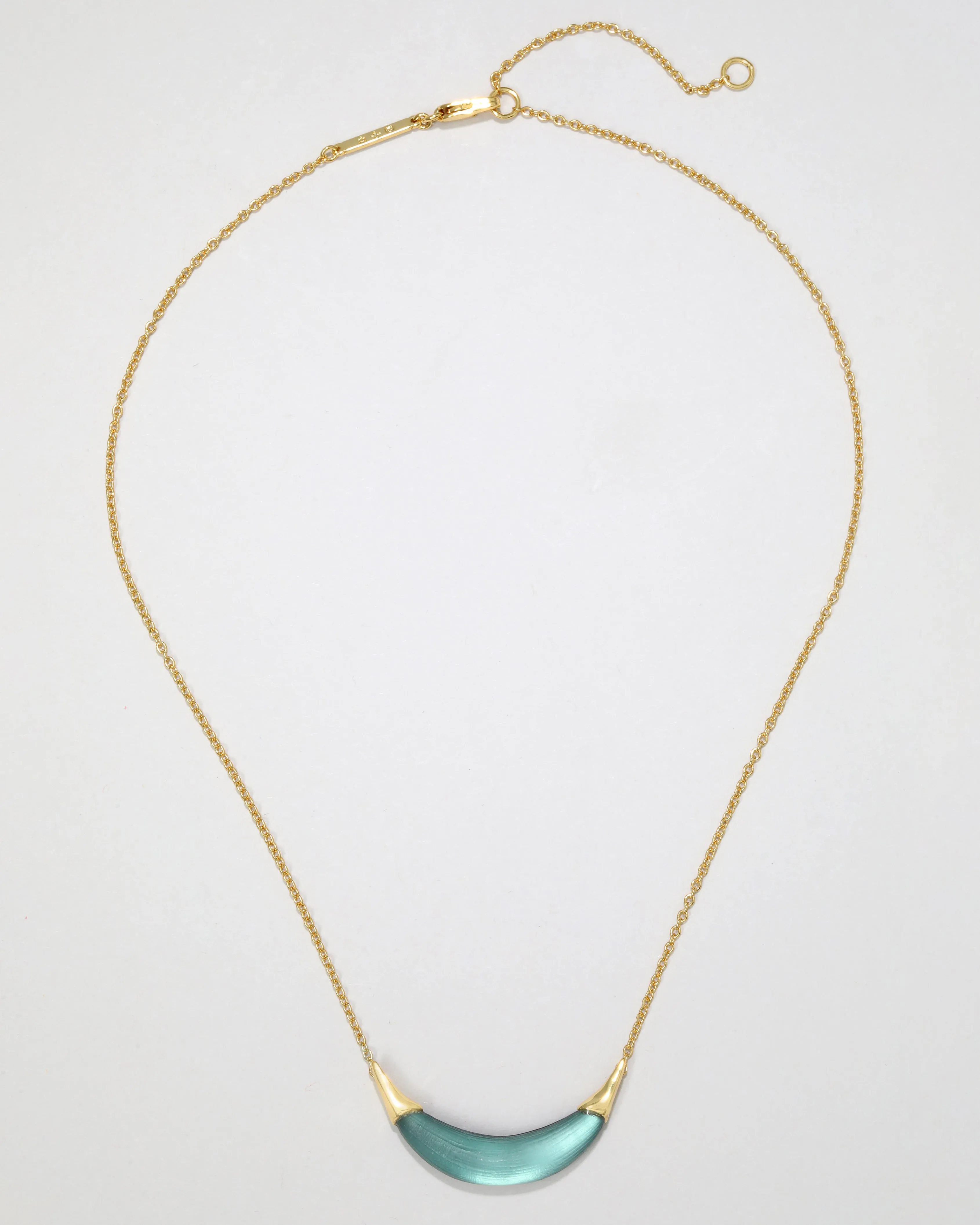Gold Capped Crescent Lucite Necklace- Teal Blue sold by Alexis Bittar product image thumbnail 2
