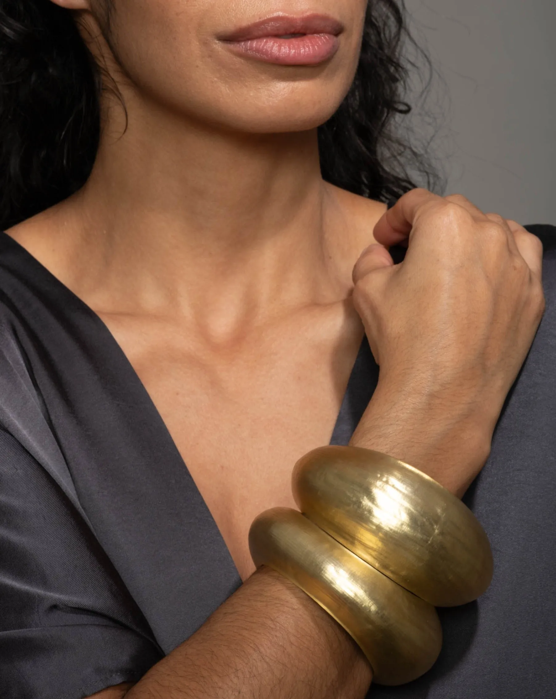 Puffy Lucite Tapered Bangle Bracelet- Gold sold by Alexis Bittar product image thumbnail 2