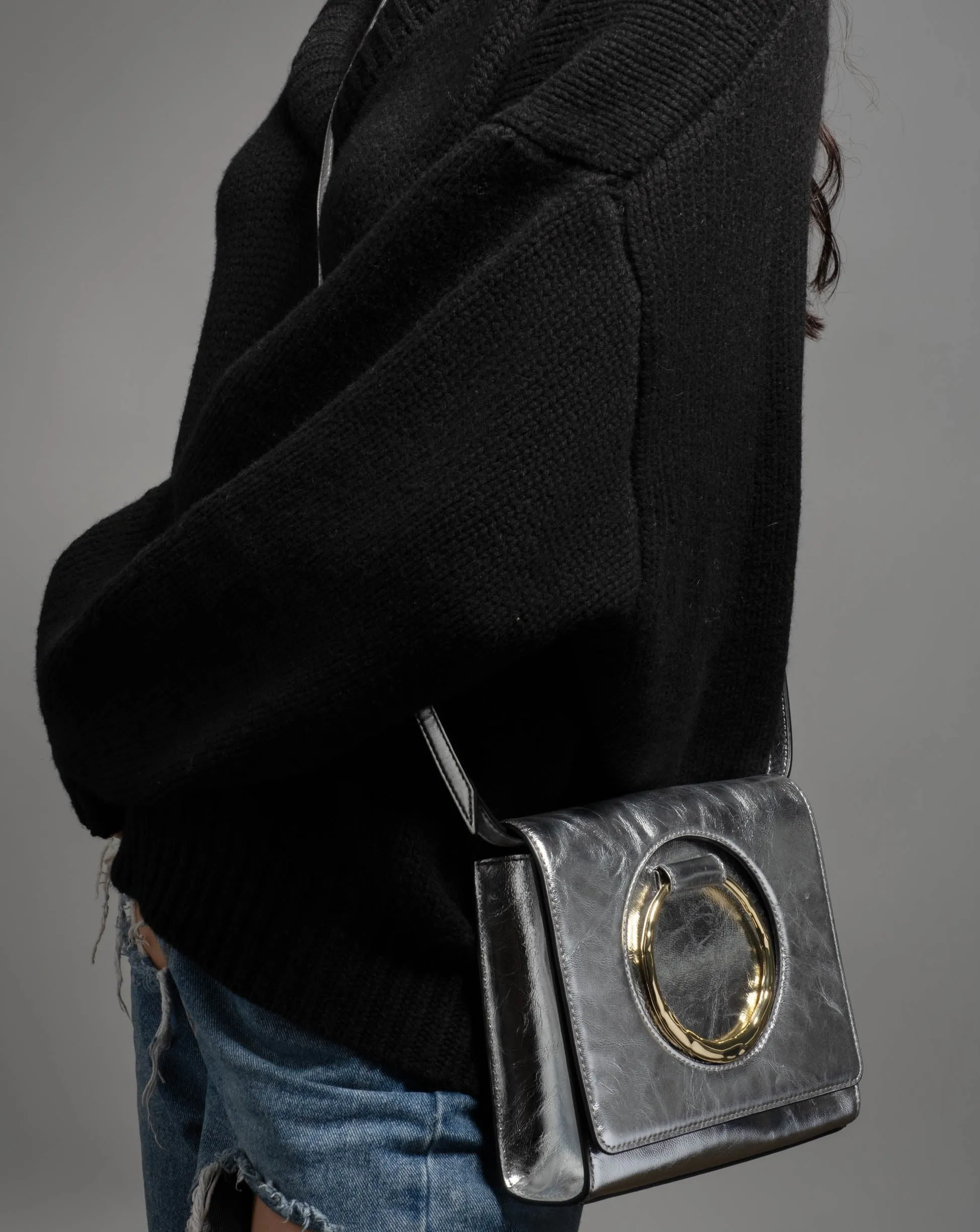 The Hunter Convertible Crossbody Bag- Silver sold by Alexis Bittar product image thumbnail 4