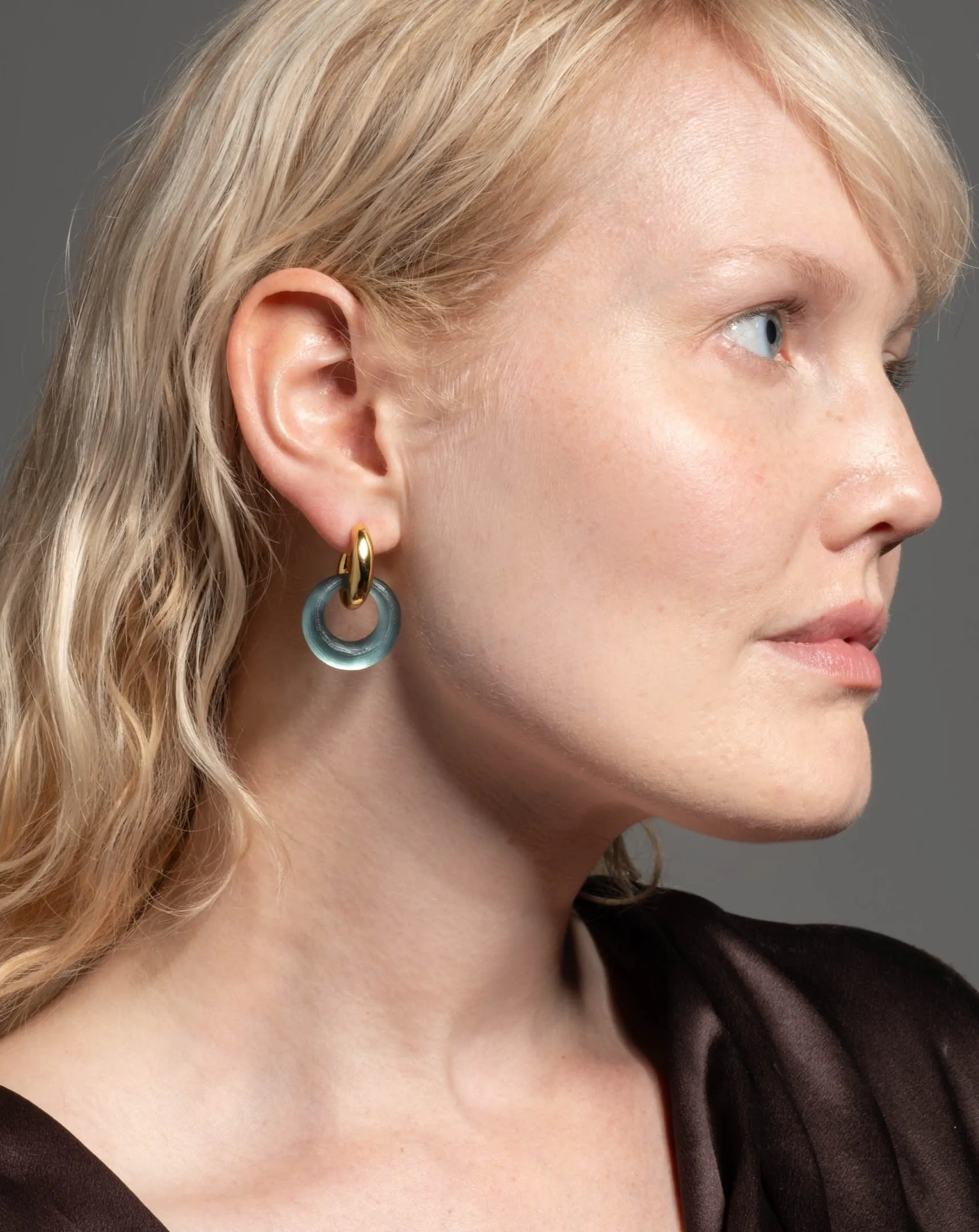 Luminous Lucite Door Knocker Earring- Teal Blue sold by Alexis Bittar product image thumbnail 2