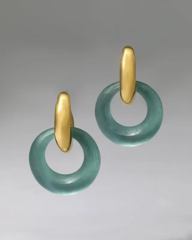 Luminous Lucite Door Knocker Earring- Teal Blue sold by Alexis Bittar