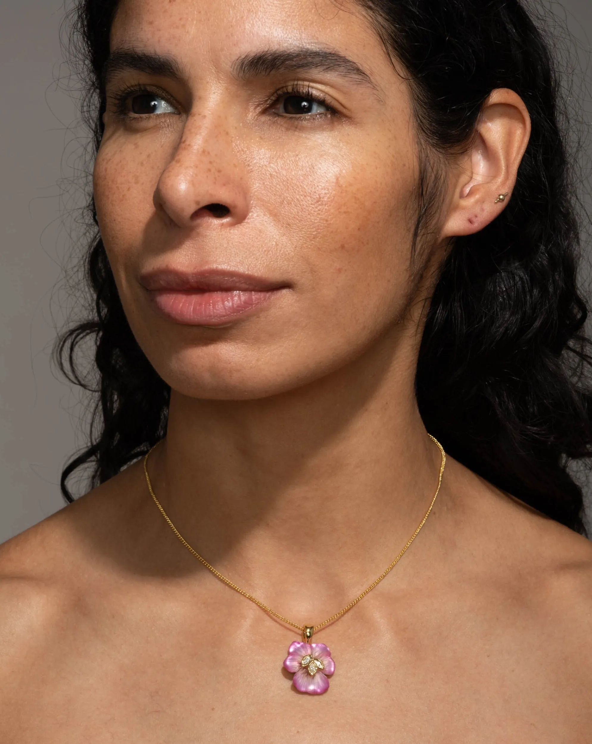 Pansy Lucite Petite Pendant Necklace- Morning Pansy sold by Alexis Bittar product image thumbnail 2