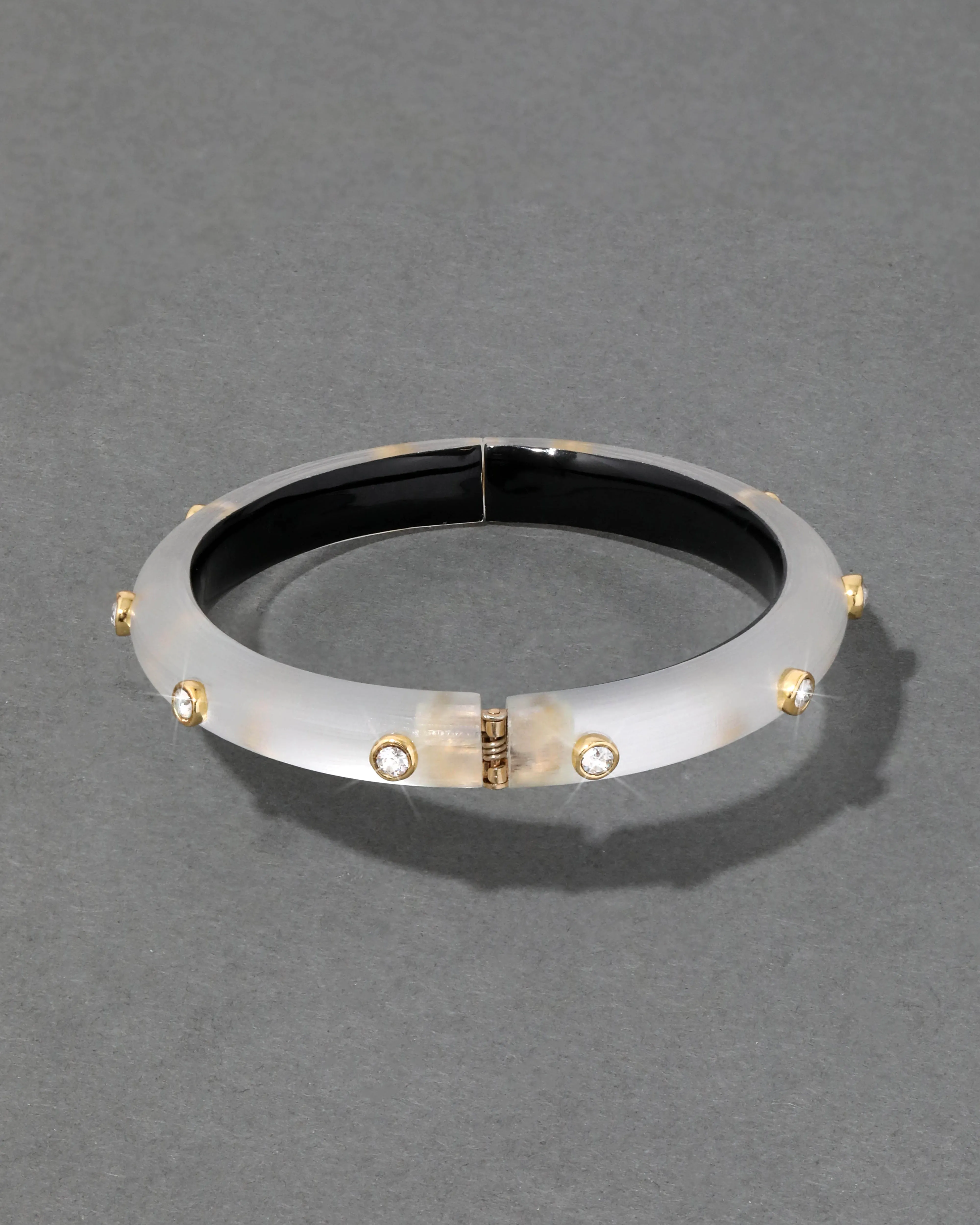 Crystal Studded Lucite Hinge Bracelet - Silver sold by Alexis Bittar product image thumbnail 3