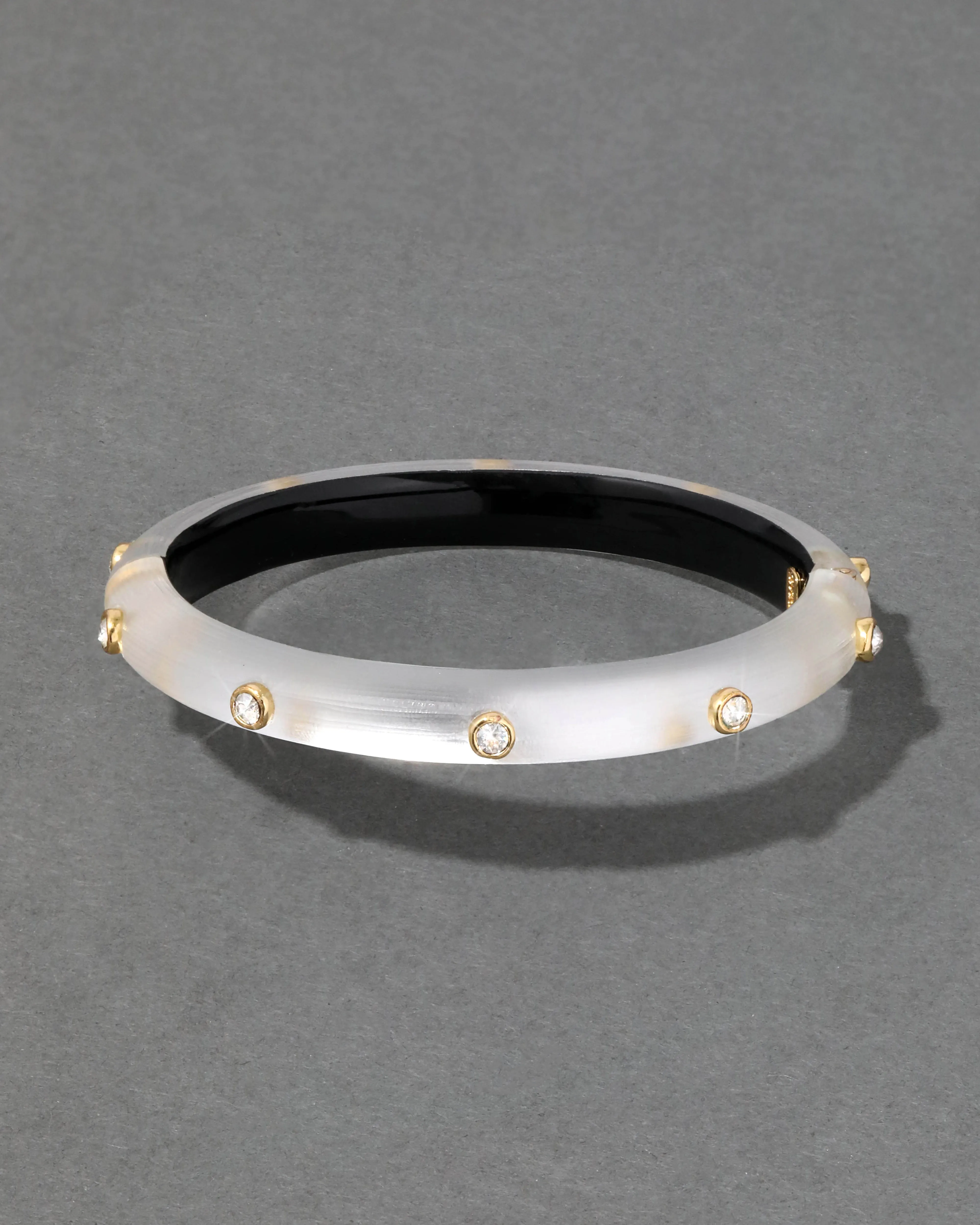 Crystal Studded Lucite Hinge Bracelet - Silver sold by Alexis Bittar