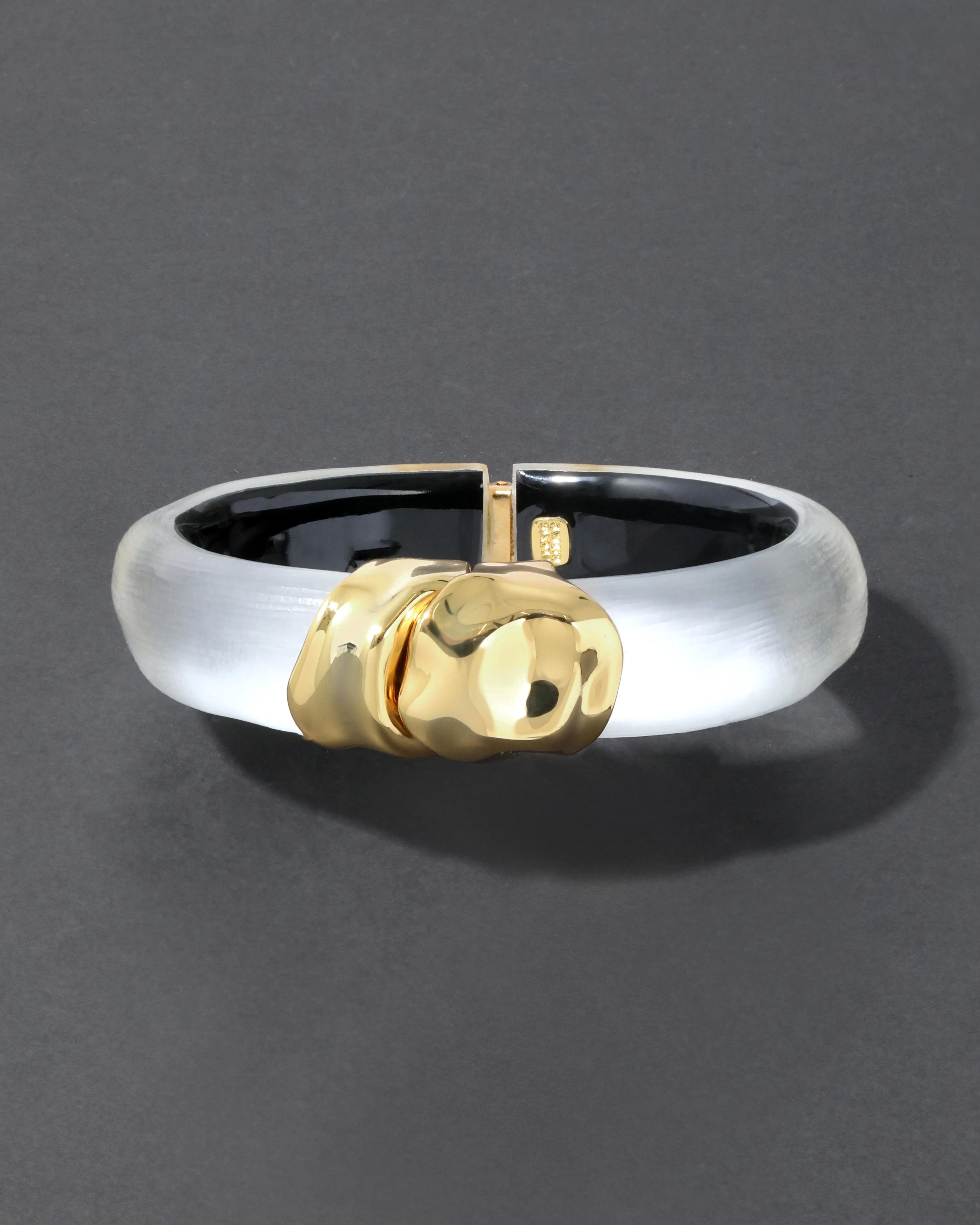 Molten Gold Lucite Hinge Bracelet- Silver sold by Alexis Bittar