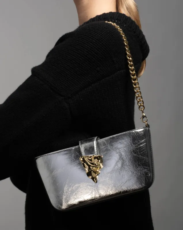 The Crumple Convertible Crossbody Bag- Silver sold by Alexis Bittar