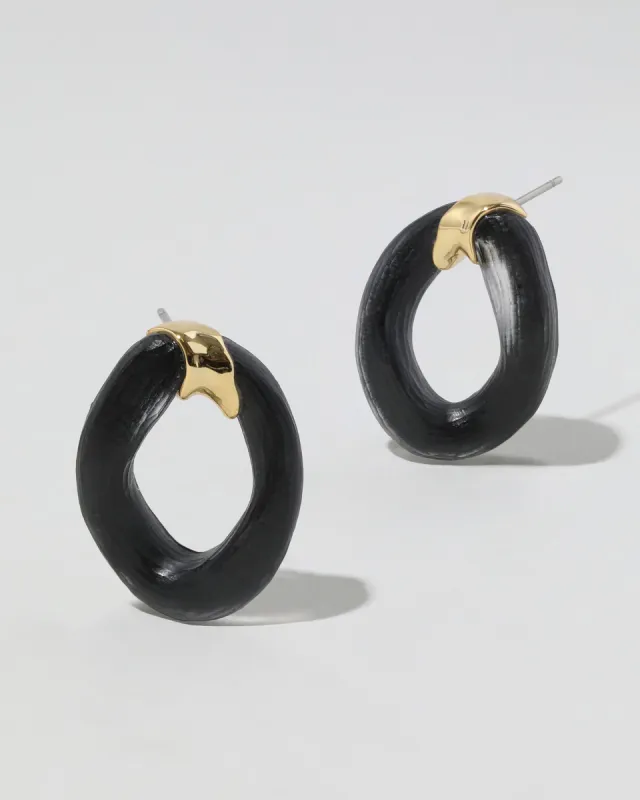 Lucite Molten Curb Link Post Earring - Black sold by Alexis Bittar