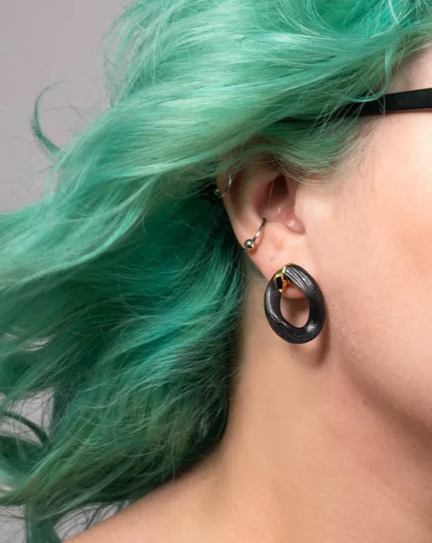 Lucite Molten Curb Link Post Earring - Black sold by Alexis Bittar product image thumbnail 2