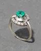 Vintage 1950s 14k White Gold Emerald & Diamond Halo Ring sold by Alexis Bittar