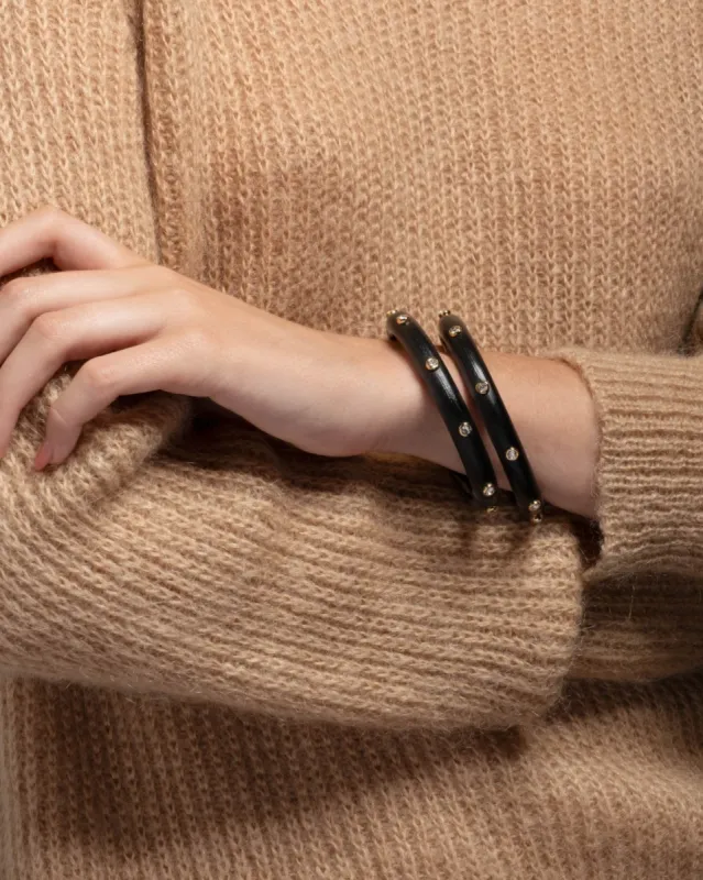 Crystal Studded Lucite Hinge Bracelet - Black sold by Alexis Bittar