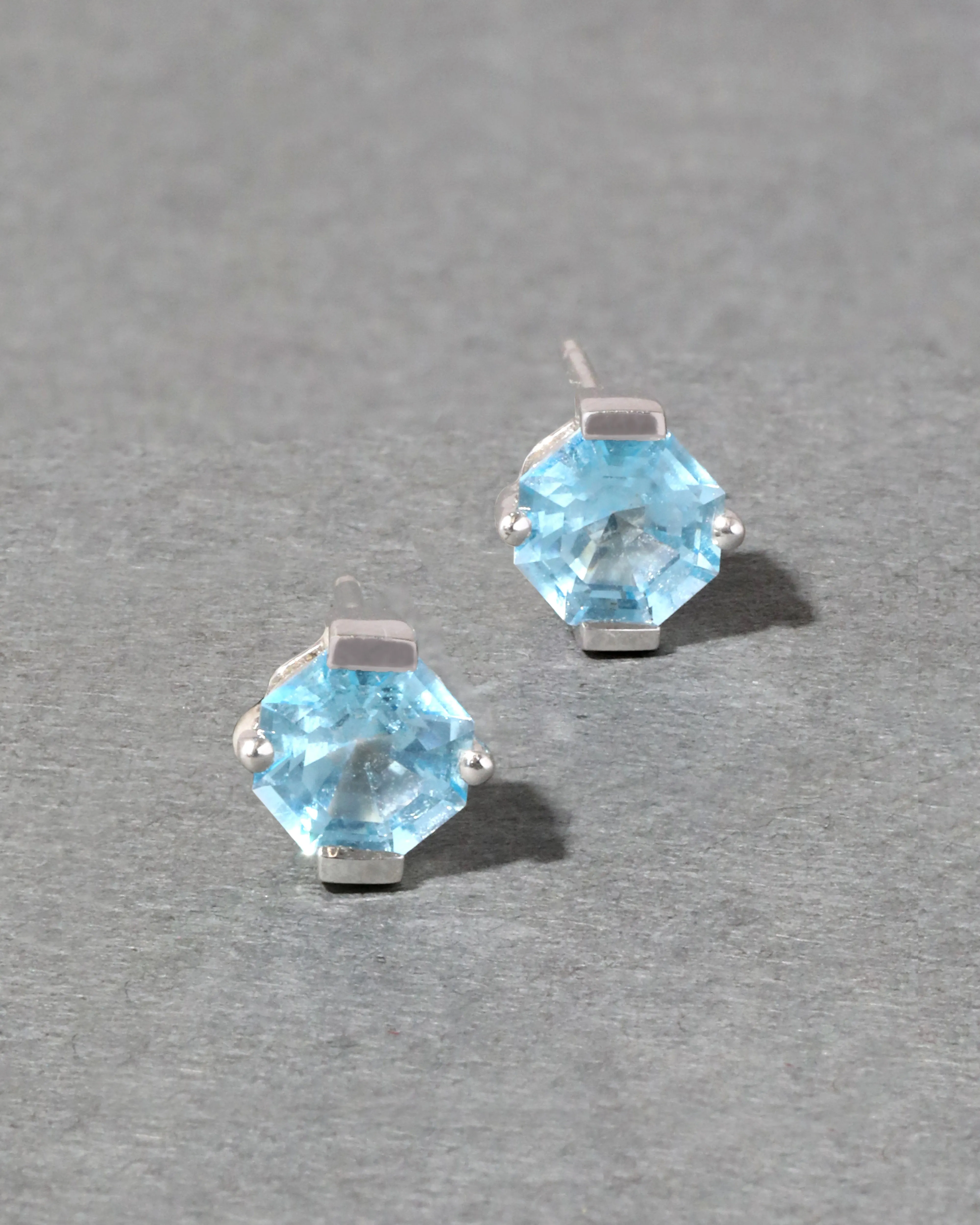 Vintage 1980s 14k White Gold with Blue Topaz Post Earring sold by Alexis Bittar