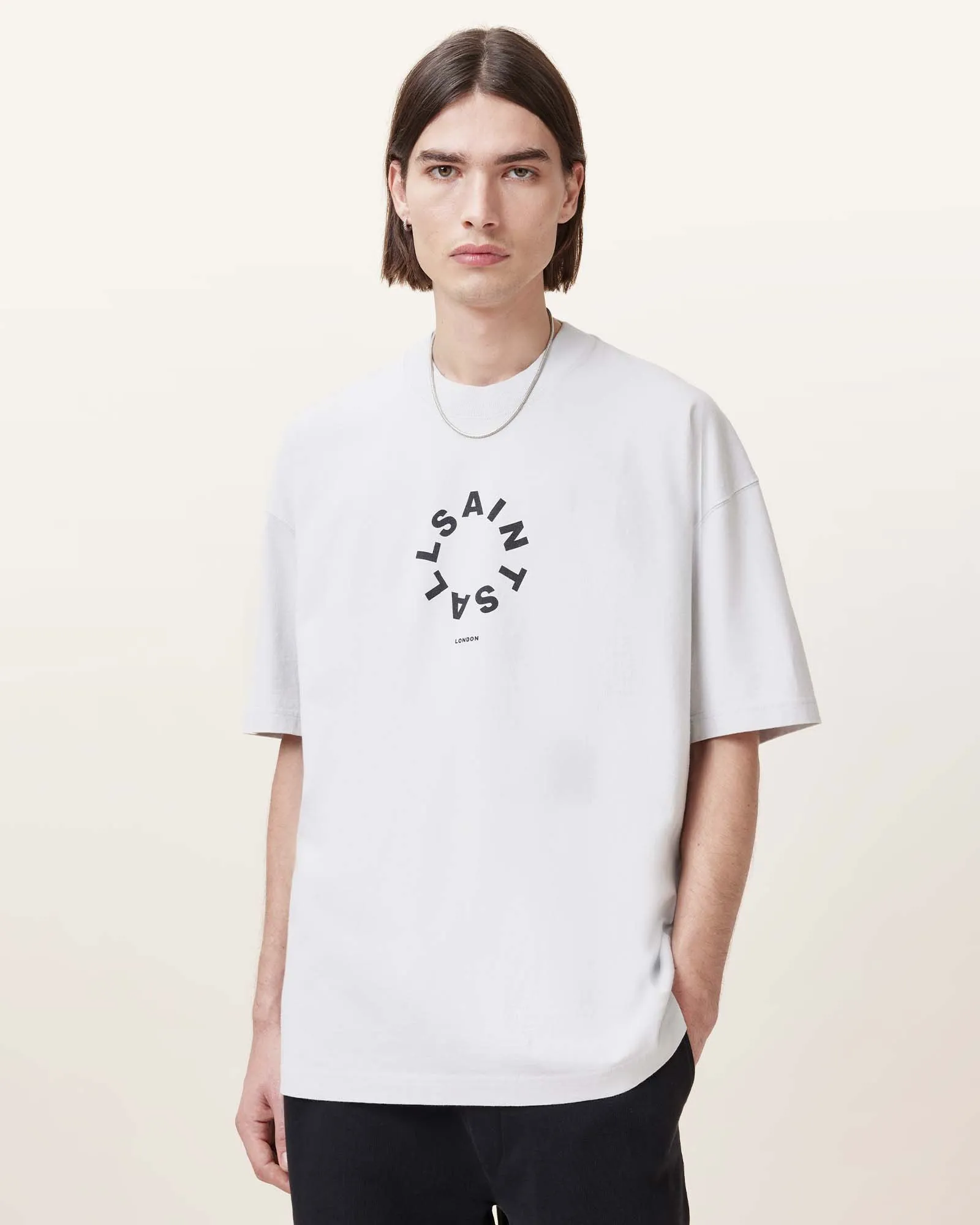 AllSaints Male Tierra Oversized Crew Neck Logo T-Shirt, Size: XL sold by All Saints