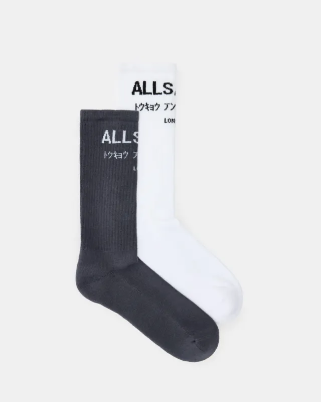 AllSaints Men's Underground Logo Socks 2 Pack, Size: S/M made by All Saints