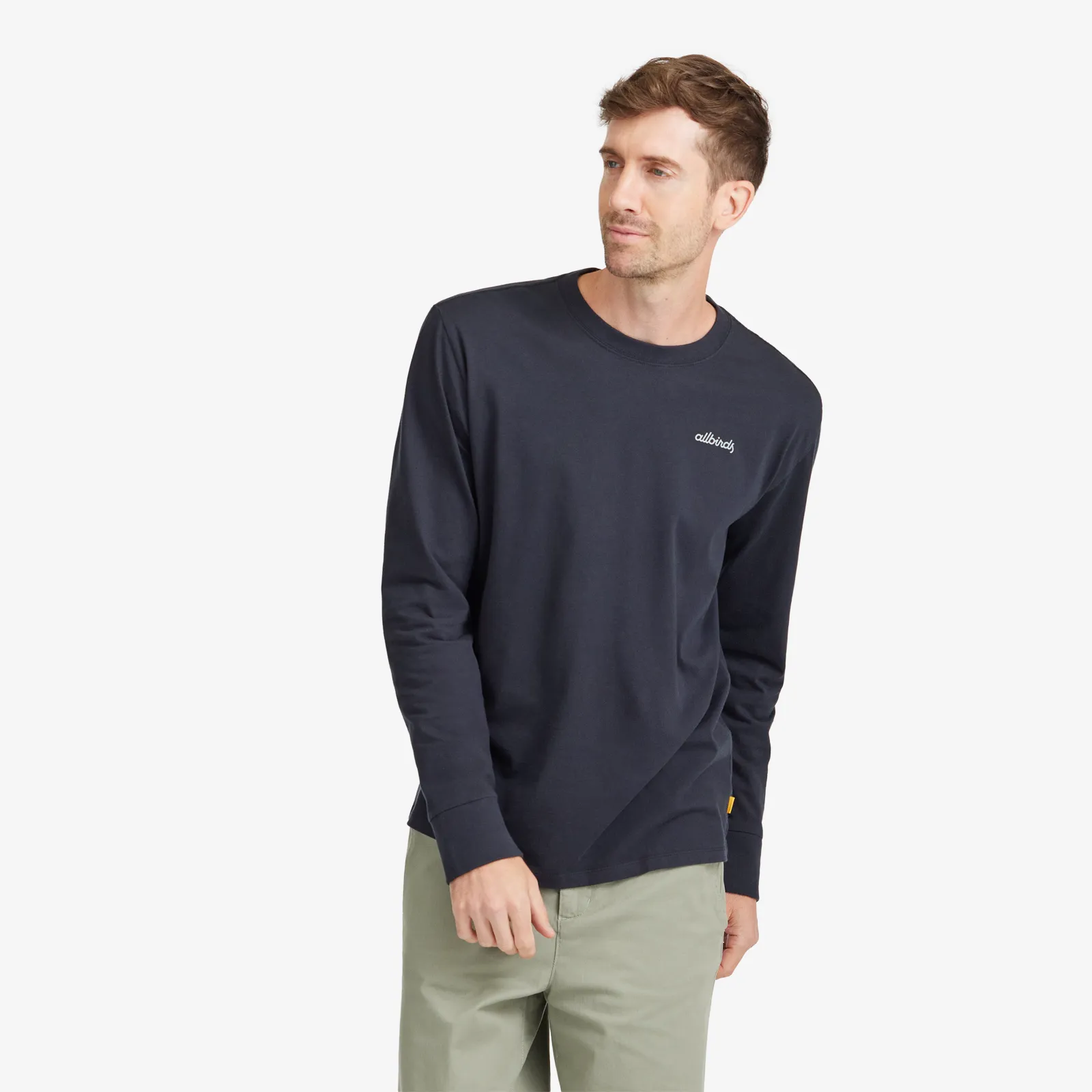 Men's Organic Cotton Long Sleeve Tee - Logo - Natural Black sold by allbirds