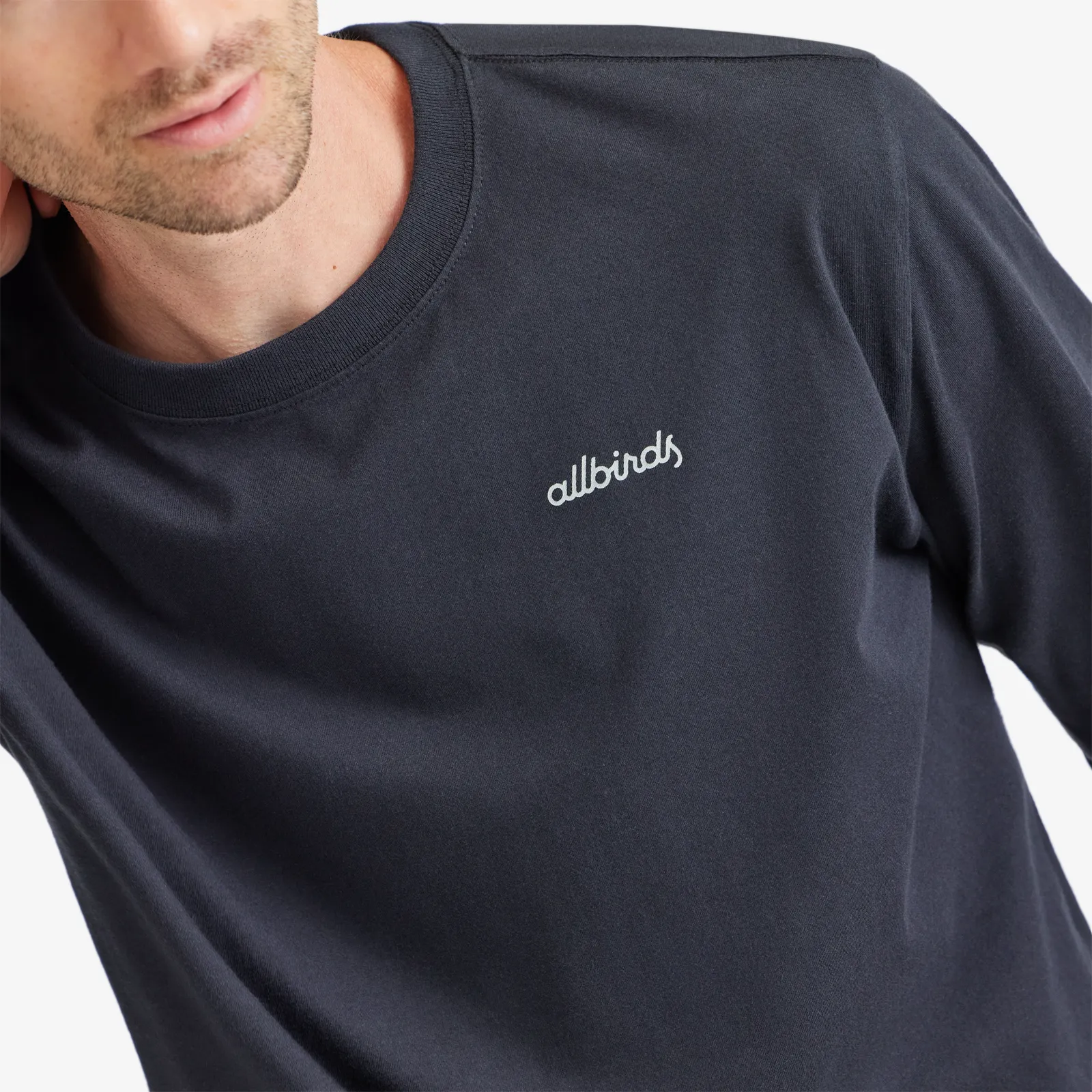Men's Organic Cotton Long Sleeve Tee - Logo - Natural Black sold by allbirds product image thumbnail 2