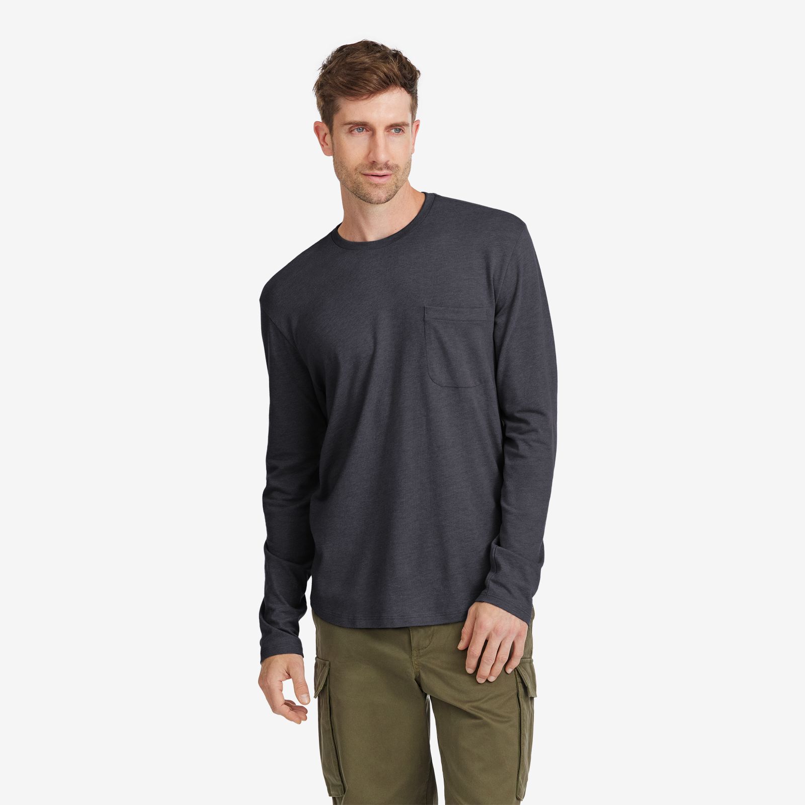 Men's Soft Merino Long Sleeve Tee - Natural Black sold by allbirds