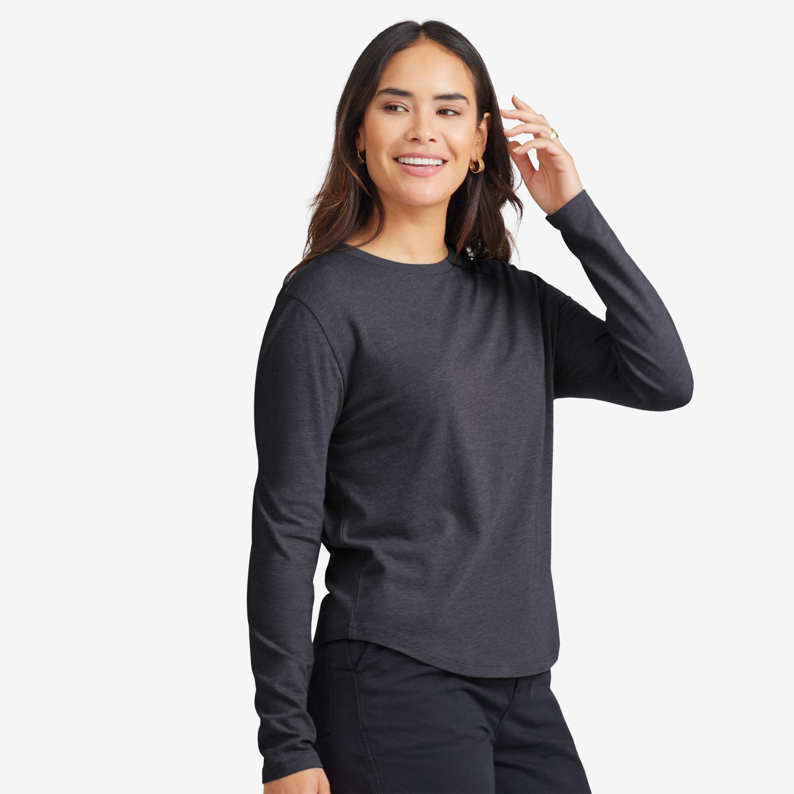 Women's Anytime Long Sleeve Tee - Natural Black sold by allbirds product image thumbnail 2