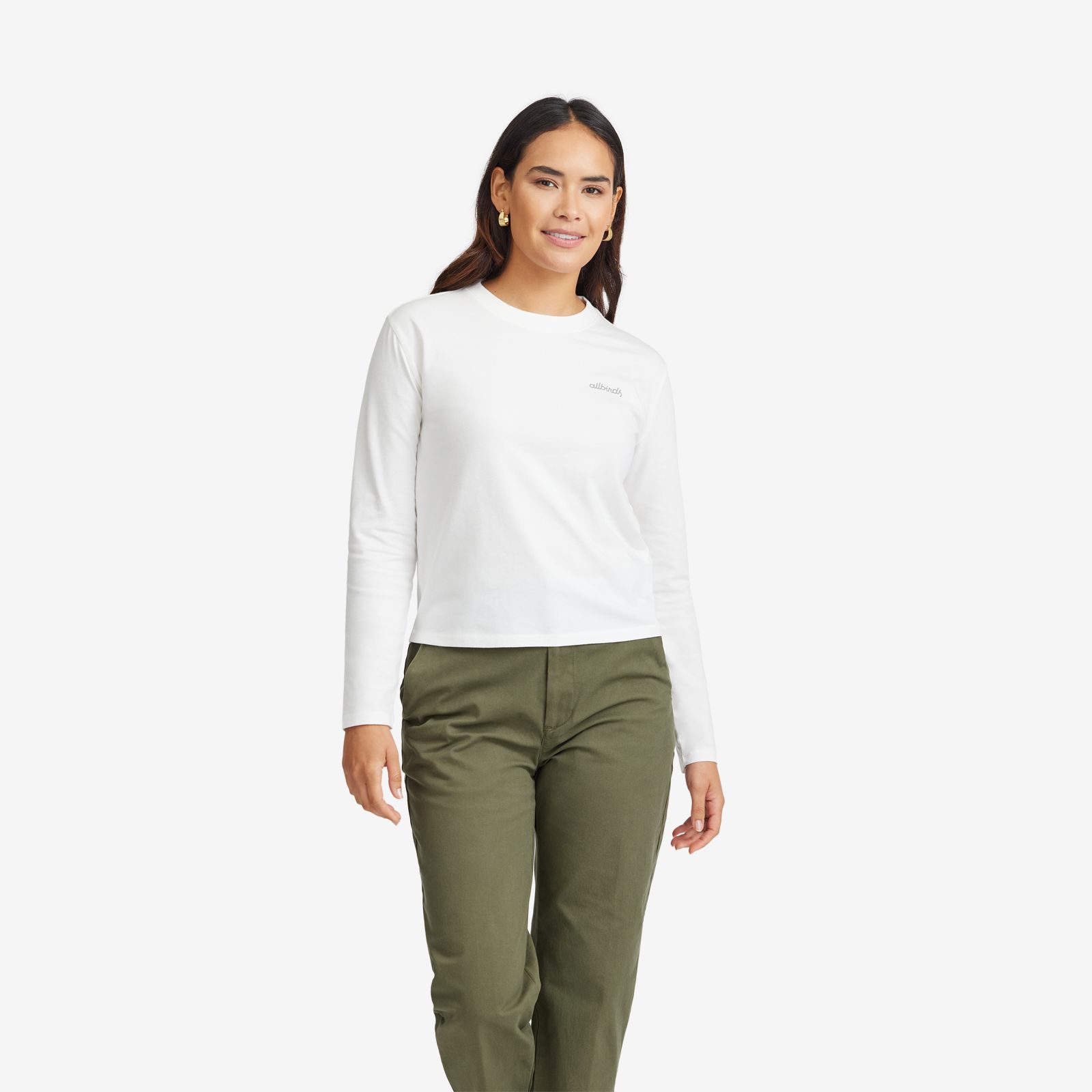 Women's Allgood Logo Long Sleeve Tee - Blizzard sold by allbirds