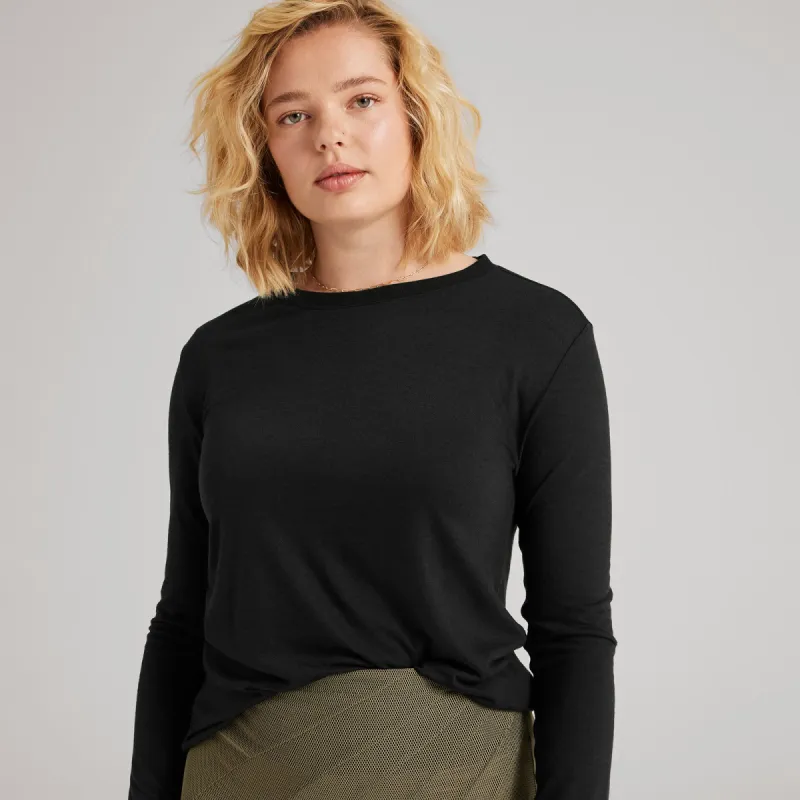 Women's Long Sleeve Sea Tee - Natural Black sold by allbirds