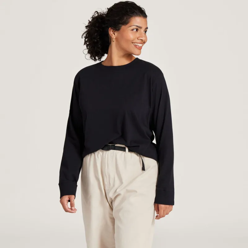 Women's Allgood Organic Cotton Long Sleeve Tee - Natural Black sold by allbirds