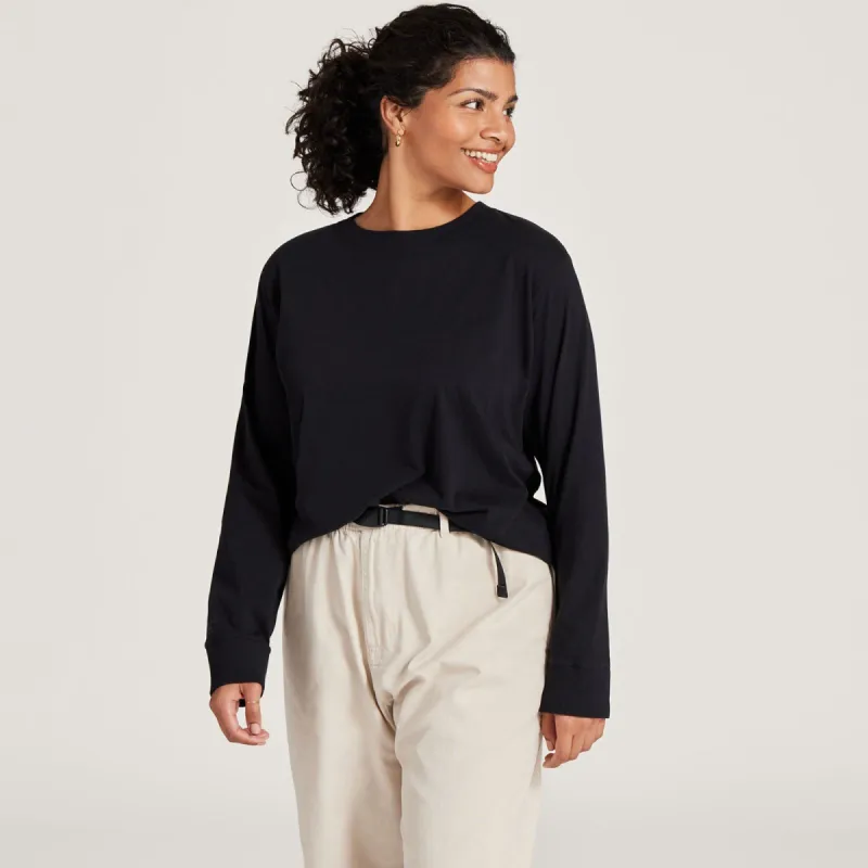 Women's Allgood Cotton Long Sleeve Tee - Natural Black sold by allbirds