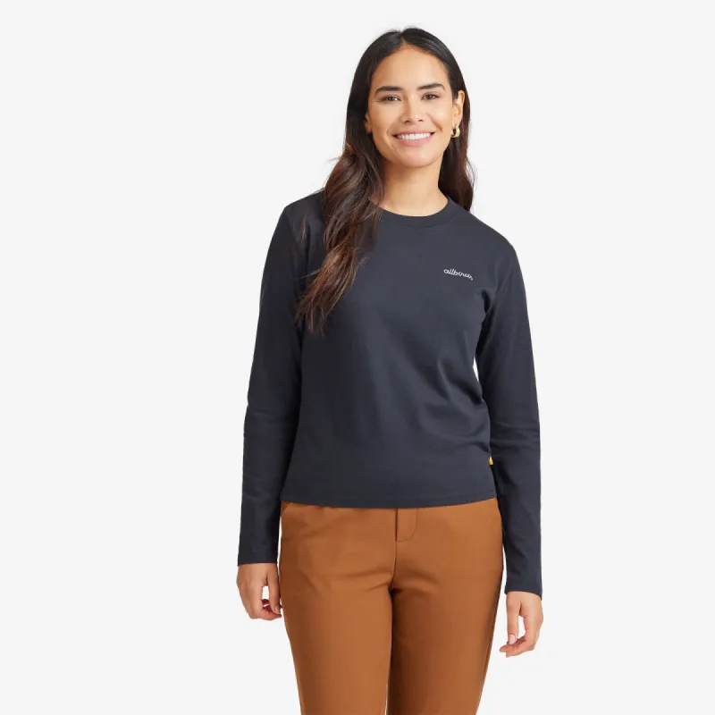 Women's Organic Cotton Long Sleeve Tee - Logo - Natural Black sold by allbirds