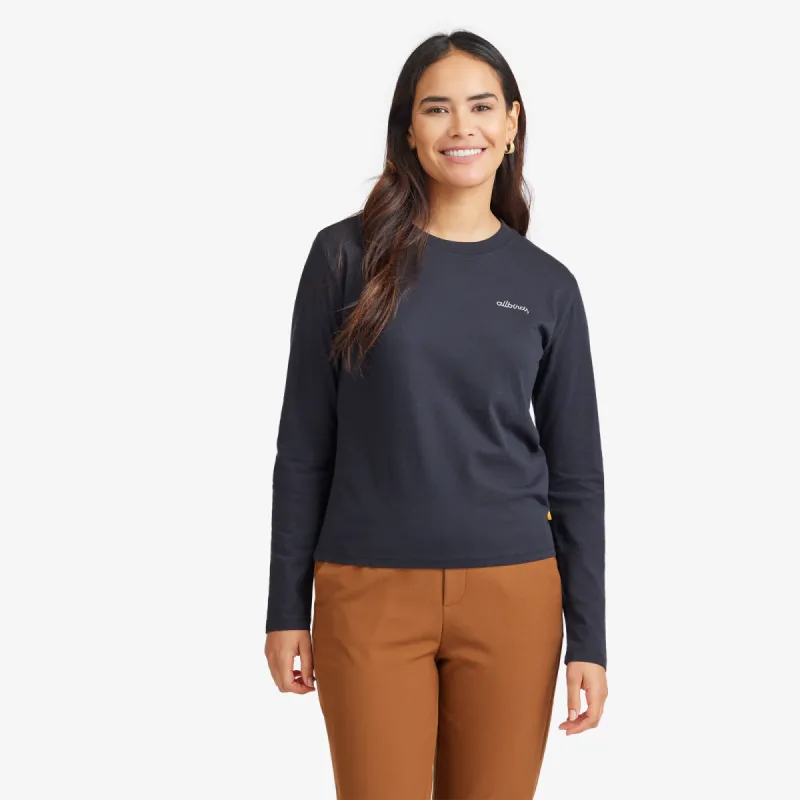 Women's Organic Cotton Long Sleeve Tee - Logo - Natural Black sold by allbirds