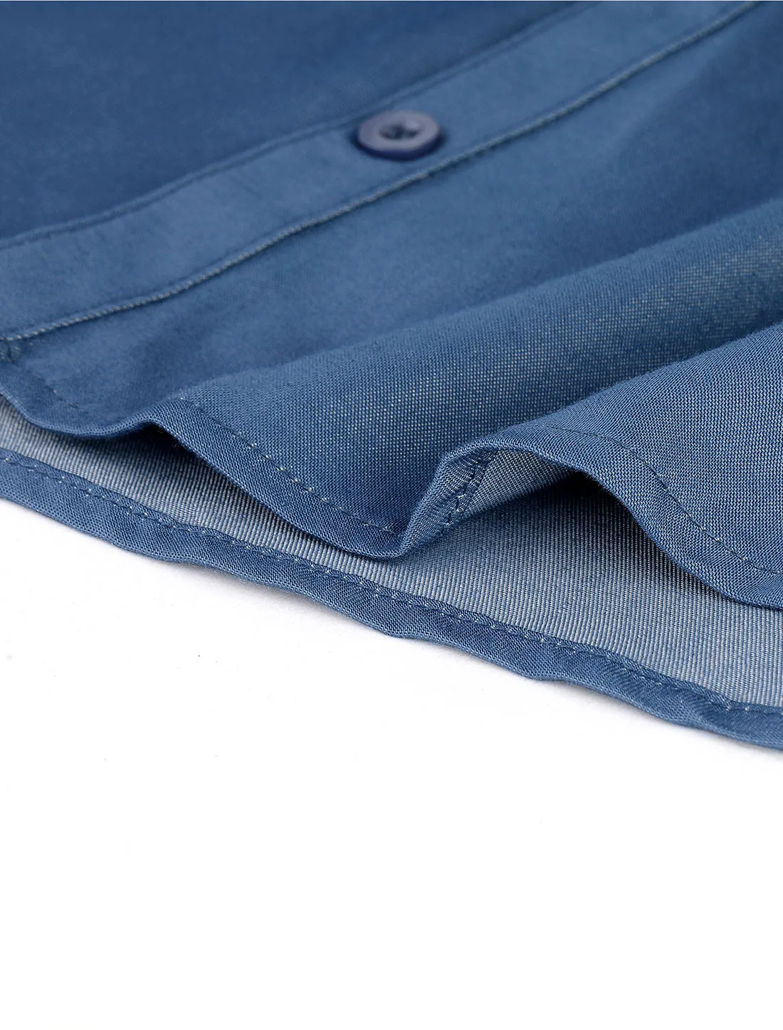 Ruffled Neck Button Up Long Sleeve Denim Chambray Blouse Shirt sold by Allegra K product image thumbnail 5