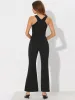 Halter Neck Sleeveless High Waist Split Hem Flare Leg Jumpsuit sold by Allegra K
