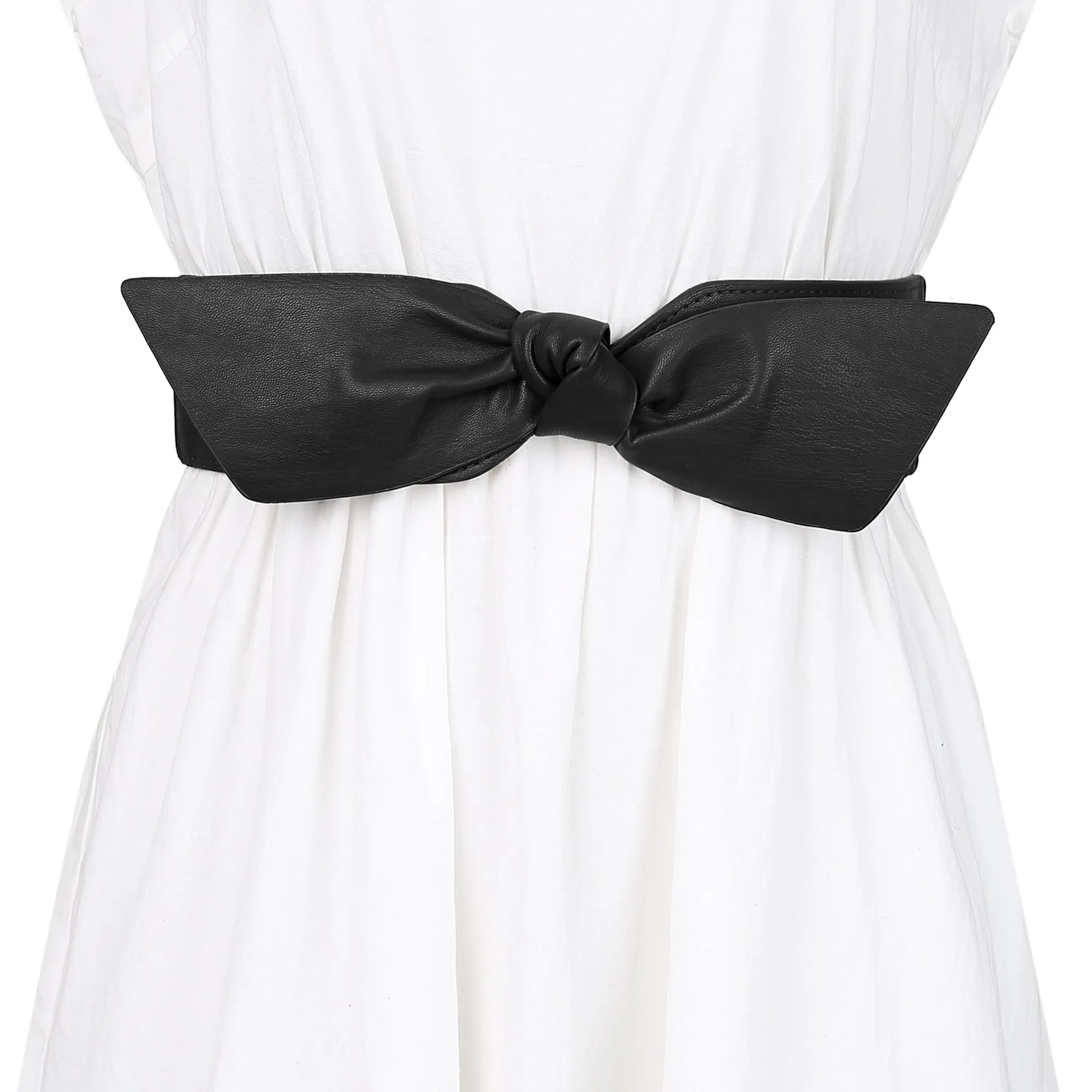Women Wide Elastic Waist Bow Knot Belts Snap Button sold by Allegra K product image thumbnail 4