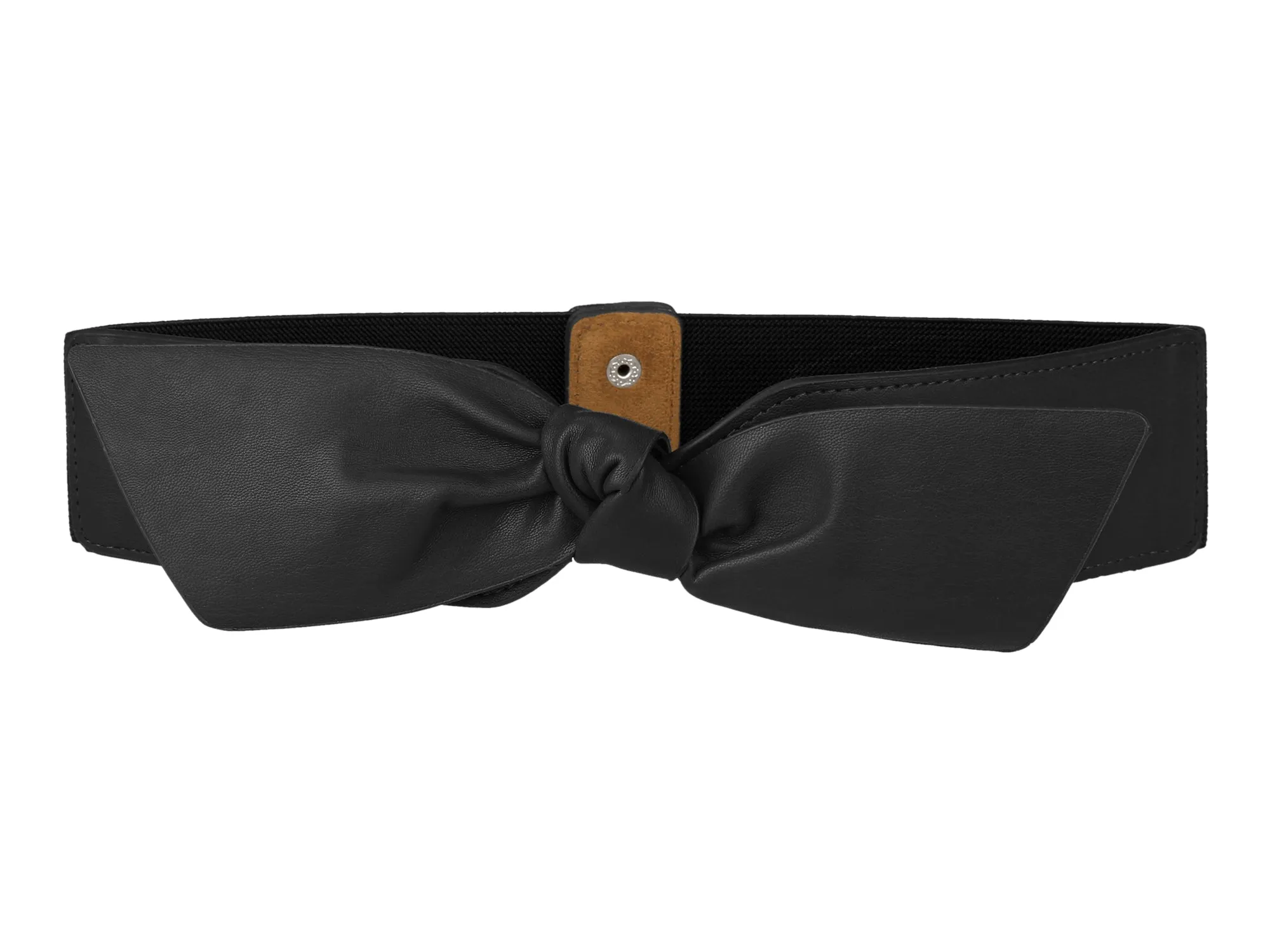 Women Wide Elastic Waist Bow Knot Belts Snap Button sold by Allegra K