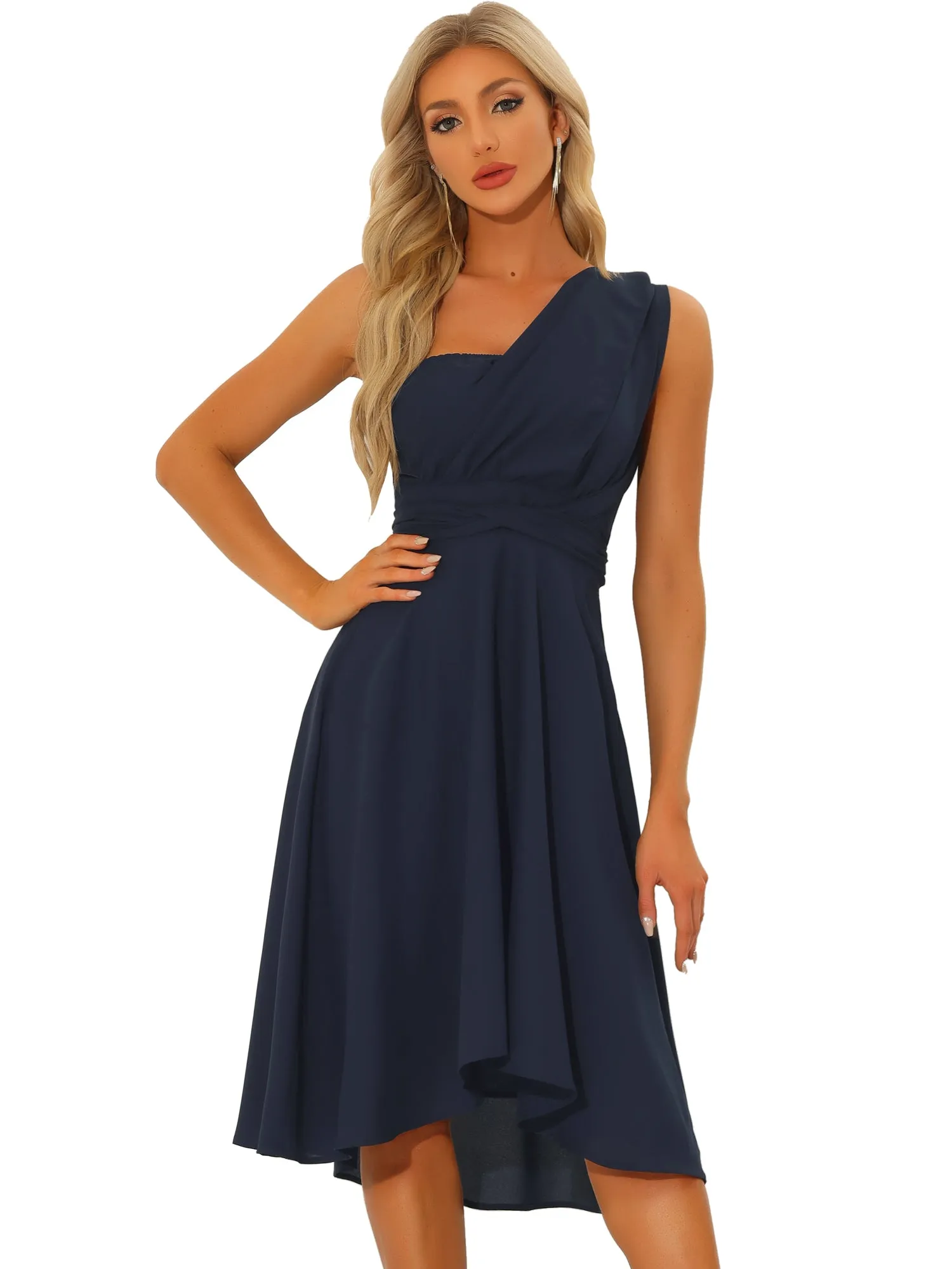 Sleeveless Fit and Flare Lace-up Midi Multiway Convertible Dress sold by Allegra K product image thumbnail 4