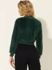 Faux Fur Long Sleeve Winter Zipper Up Cropped Bomber Jacket sold by Allegra K