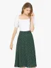 Floral Peasant Elastic Waist A-Line Ditsy Leave Midi Skirt sold by Allegra K